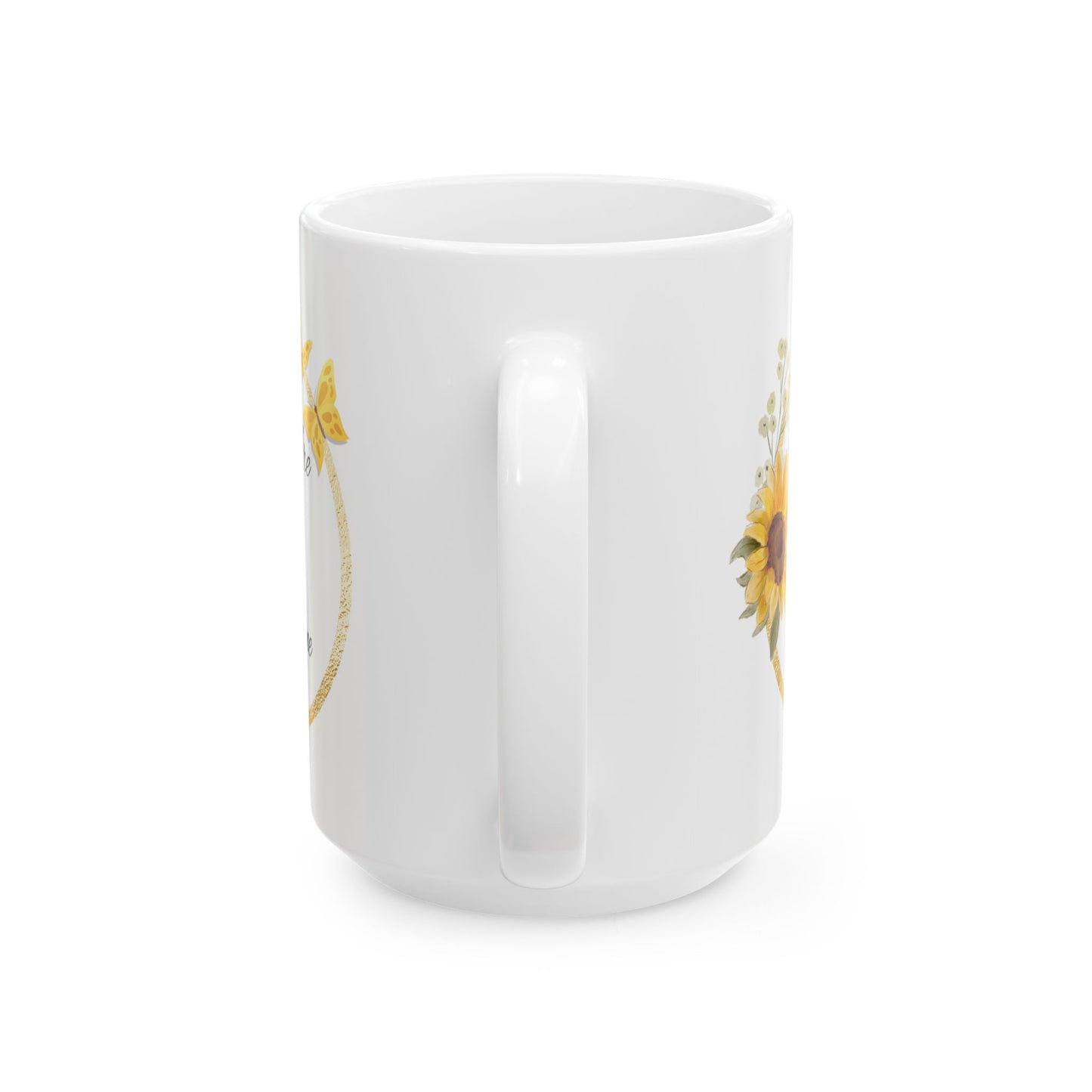 You Are My Sunshine Mug, Sunflower and Butterfly Ceramic Coffee Cup, Inspirational Gift for Mom or Friend, Mother's Day Mug