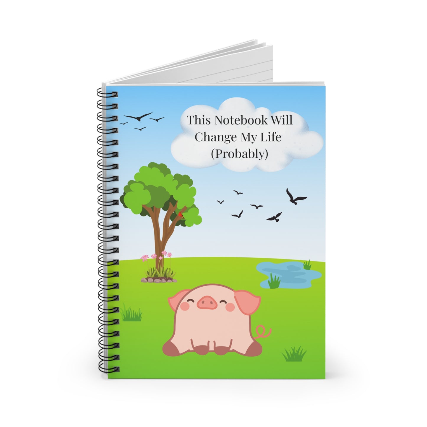 Cute Pig Spiral Notebook - Perfect for Journaling, Gift for Students, Pig Lovers, Goal Setting