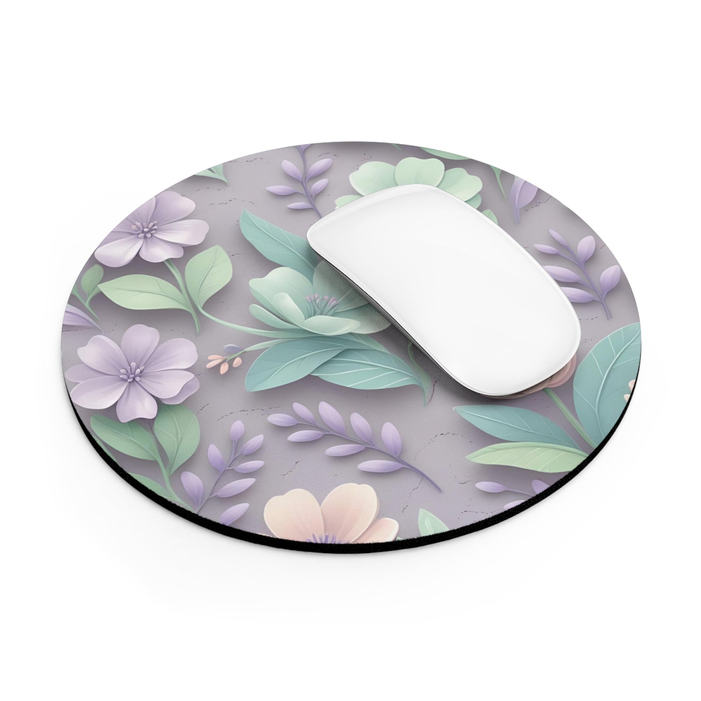 Pastel Floral Mouse Pad, Pastel Desk Accessory, Elegant Home Office Decor, Office Supplies, Non-Slip Computer Mat, Office Desk