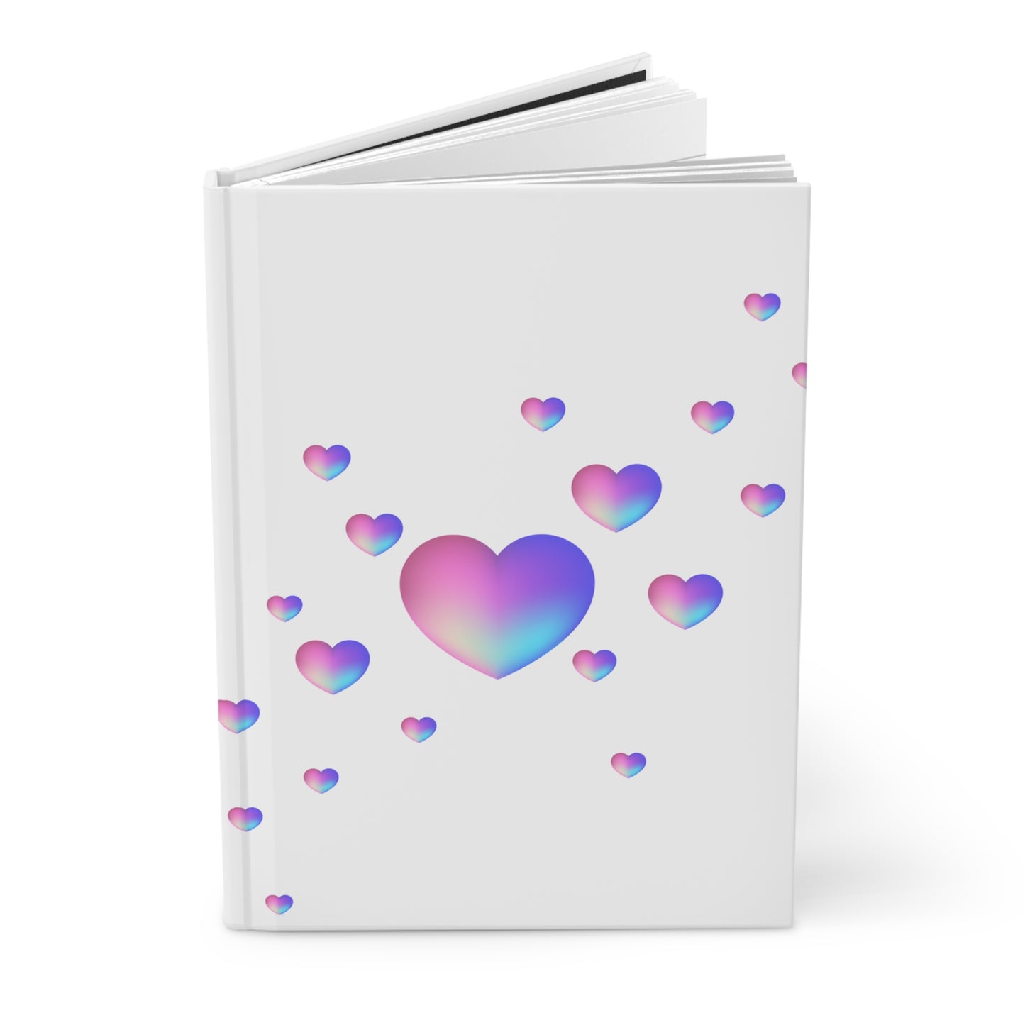 Colorful Heart Hardcover Journal, 150 Lined Pages, Cute Notebook for Writing and Notes, Aesthetic Stationery for Her