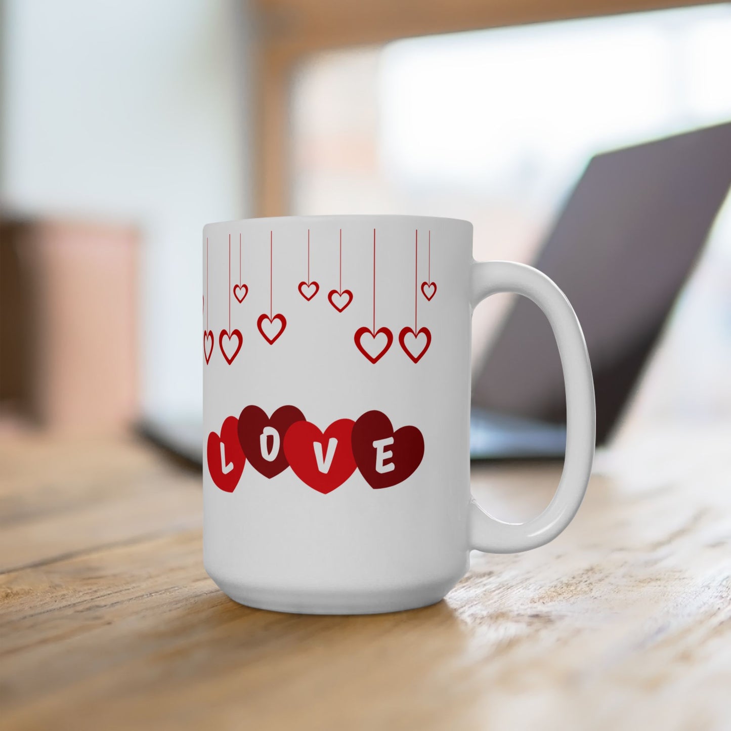 Valentine's Day Ceramic Mug, Love Hearts Gift for Partner, 11oz 15oz Coffee Cup, Romantic Tea Mug, Anniversary Gift for Him Her, Valentine's