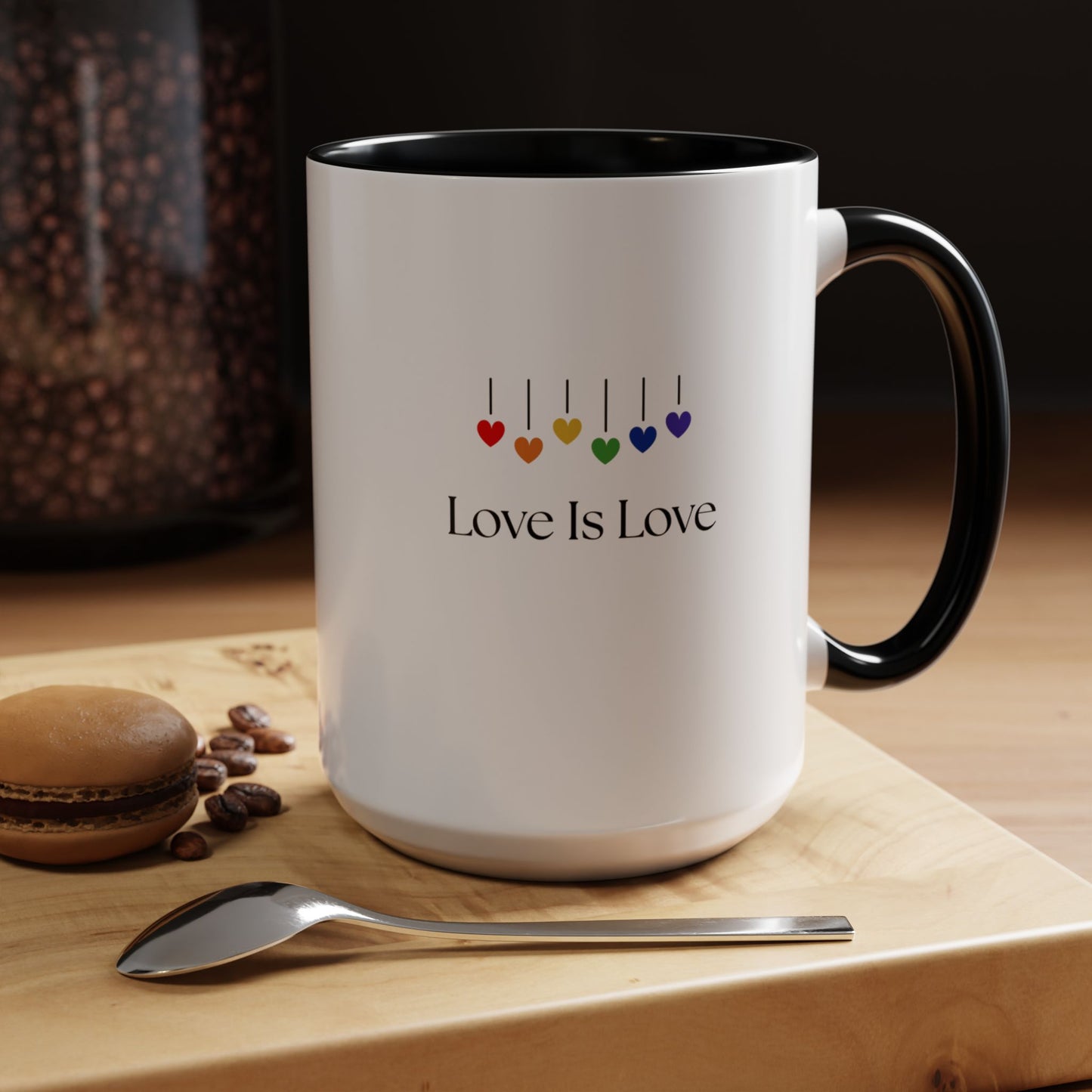 Colorful Love is Love Accent Coffee Mug - Celebrating Diversity & Acceptance, Perfect Gift for Pride