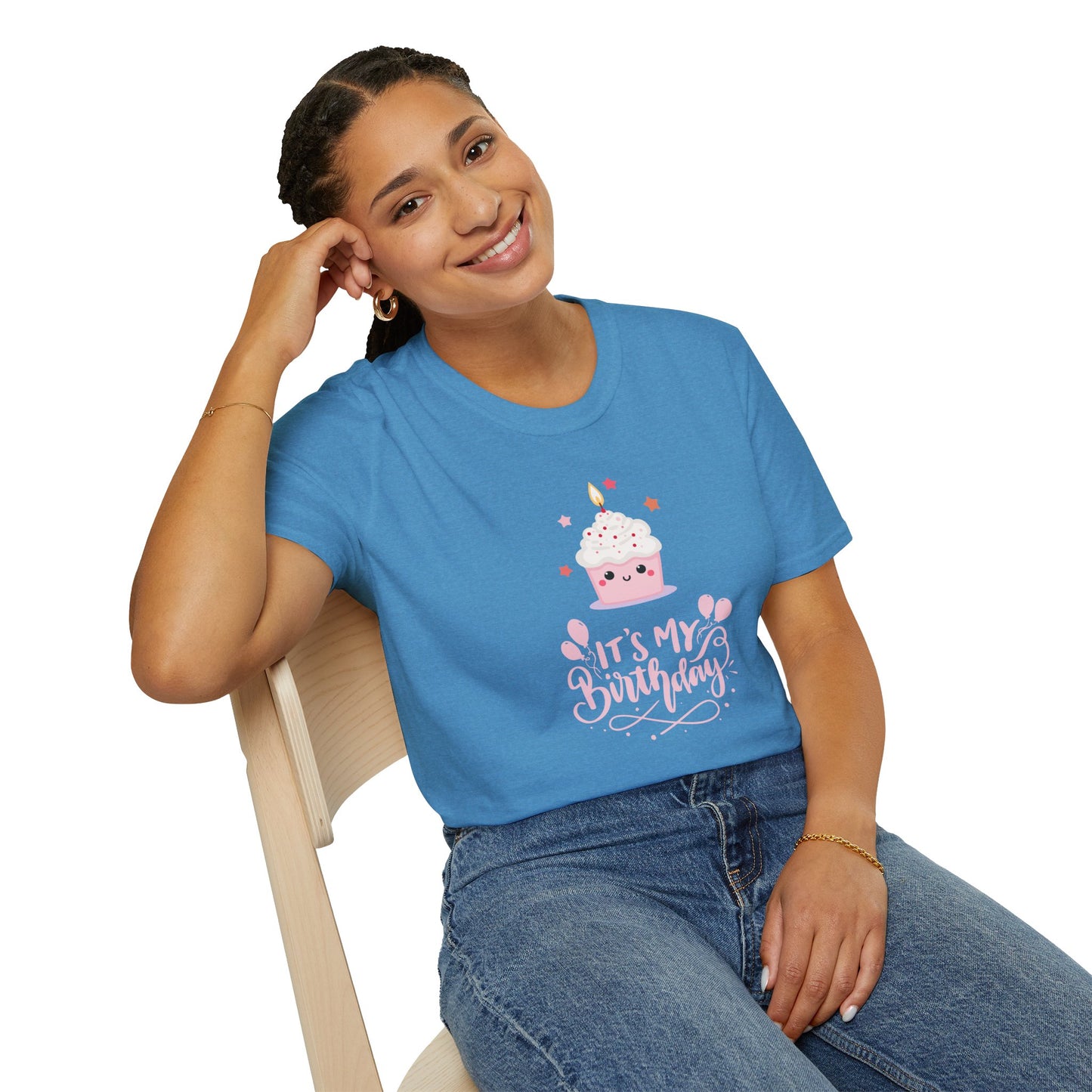 It's My Birthday Shirt for Women Pink Cupcake Graphic Tee, Cute Birthday Girl Outfit, Celebration T-Shirt, Party Gift Idea