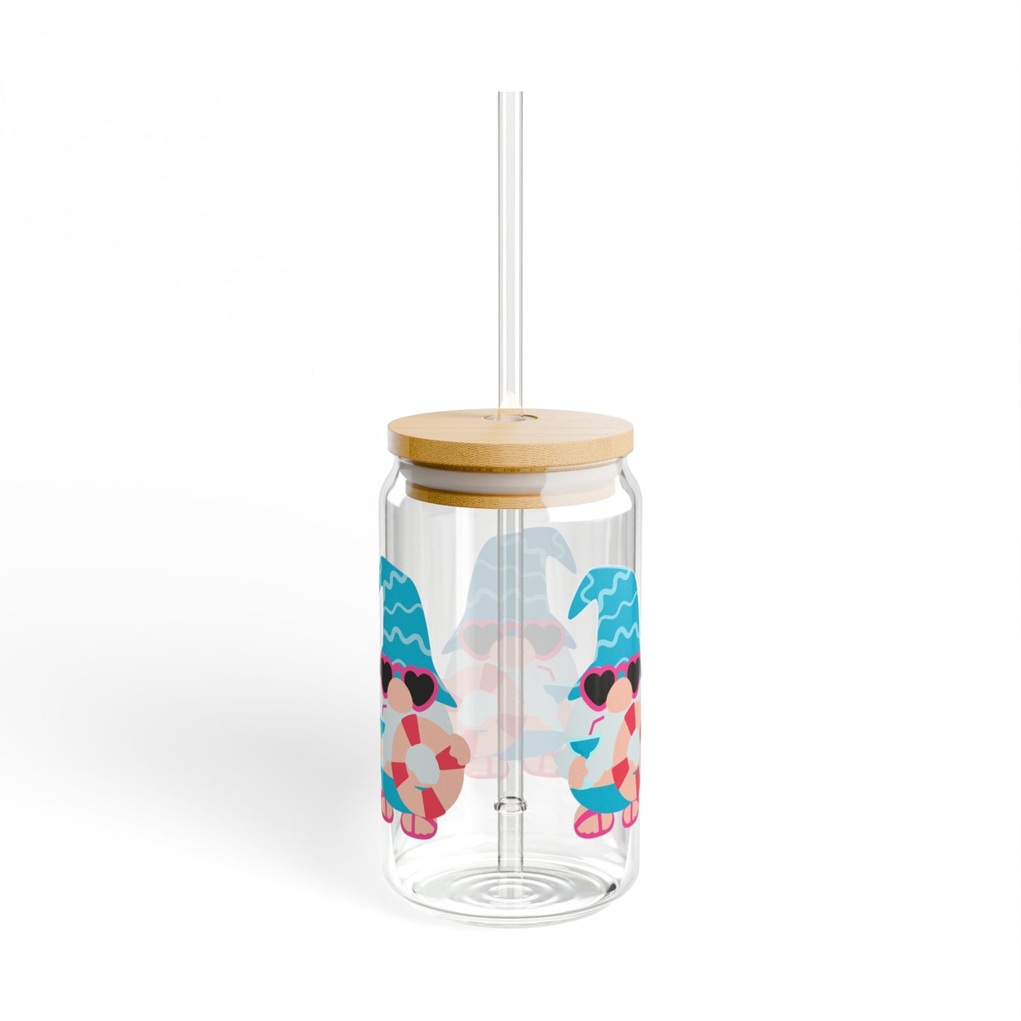 Beach Gnome Sipper Glass - 16oz, Ocean Vibes Drinkware, Fun Beach Accessory, Perfect for Parties, Gifts & BBQs, Sipper Cup with Straw