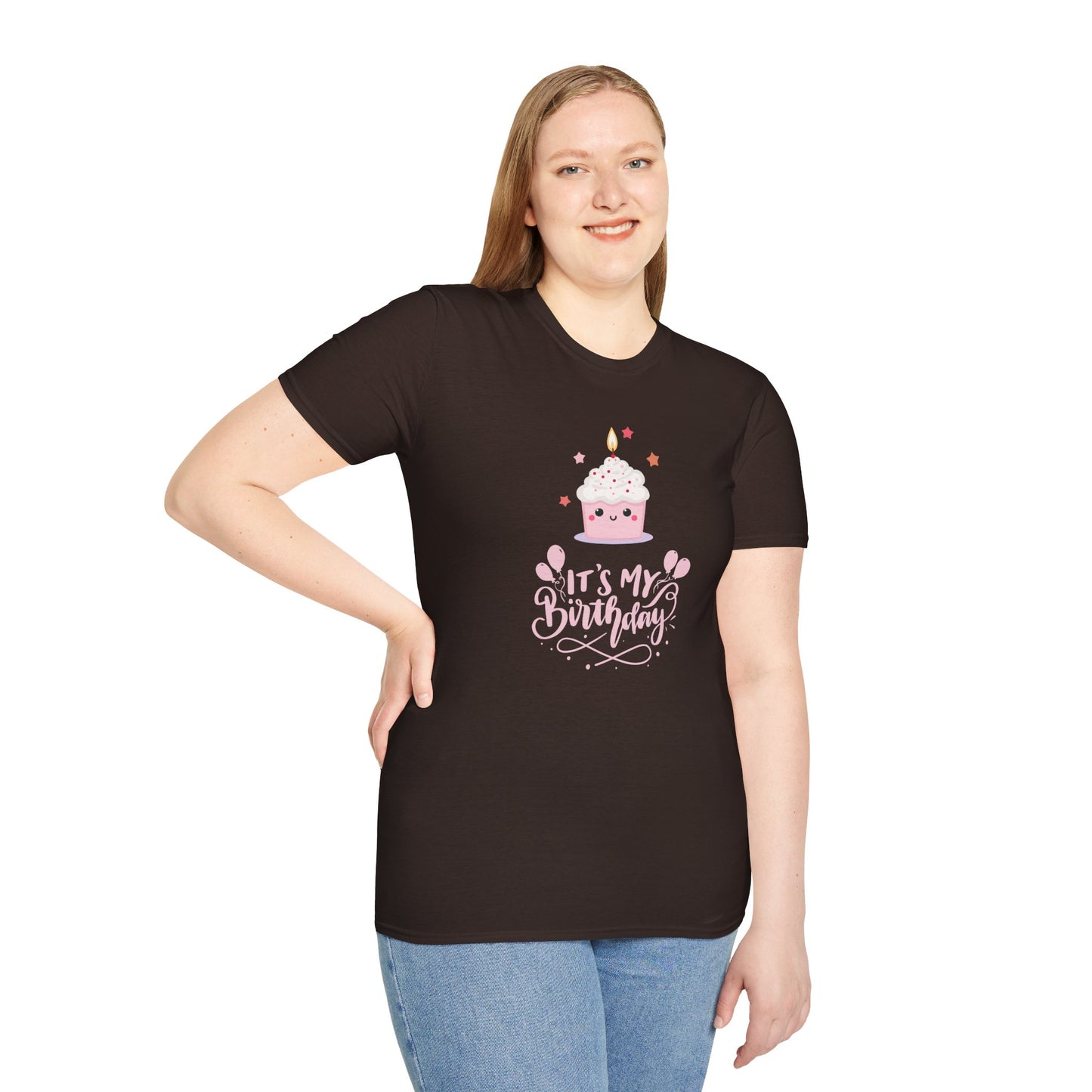 It's My Birthday Shirt for Women Pink Cupcake Graphic Tee, Cute Birthday Girl Outfit, Celebration T-Shirt, Party Gift Idea