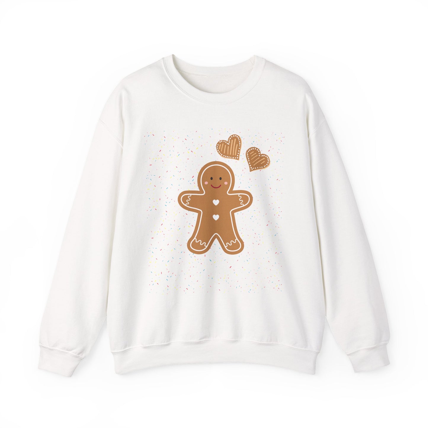 Gingerbread Heart Sweatshirt for Cozy Holidays, Unisex Crewneck Pullover, Christmas Gift, Festive Apparel, Winter Fashion