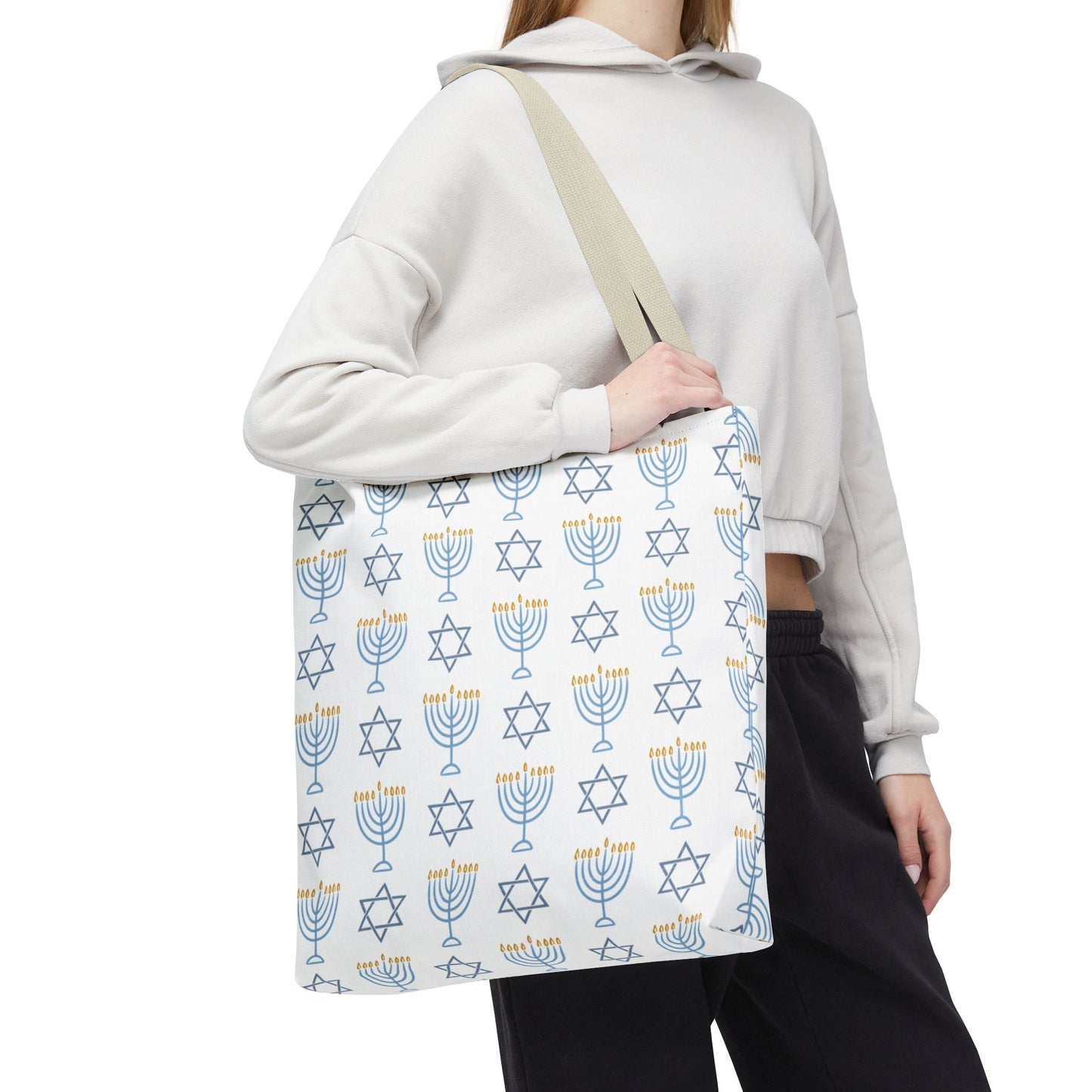 Hanukkah Celebration Tote Bag – Menorah & Star of David Design