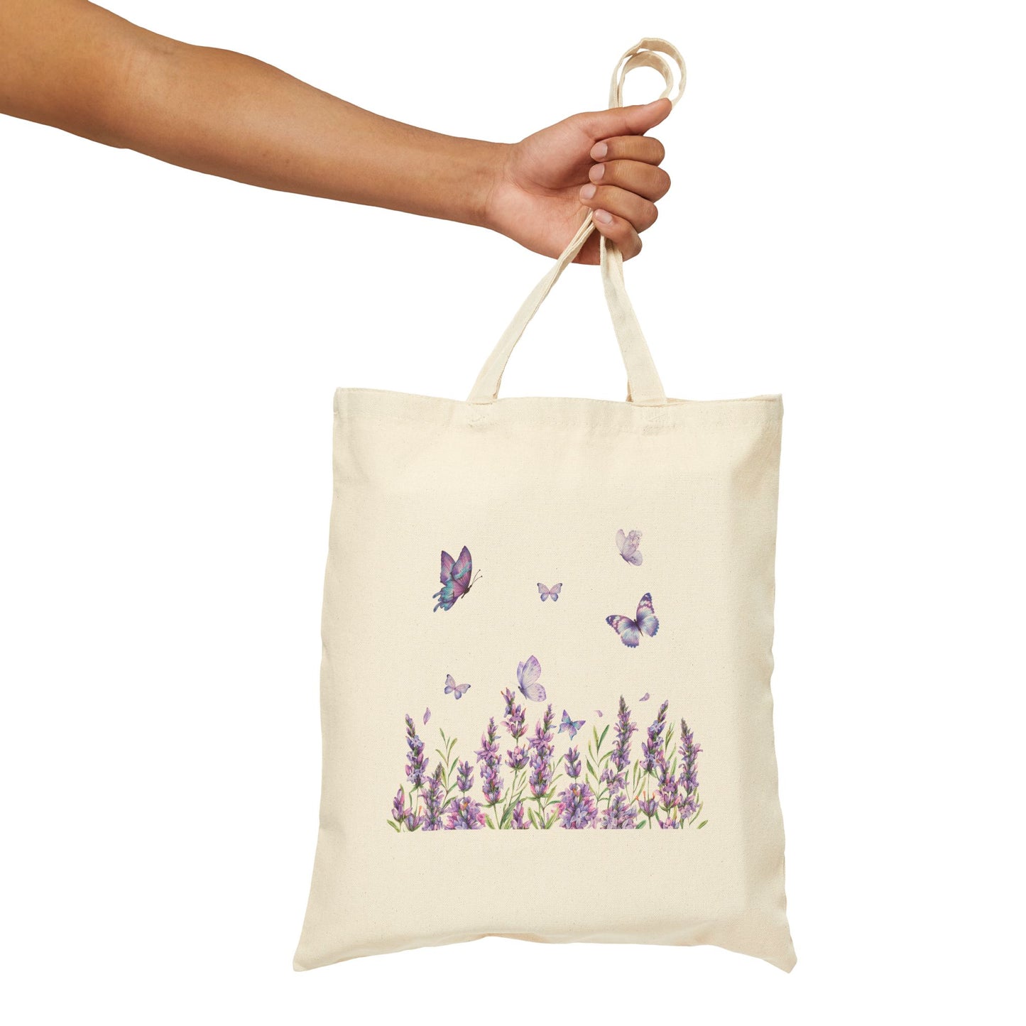 Lavender Butterfly Canvas Tote Bag – Nature-Inspired Reusable Bag