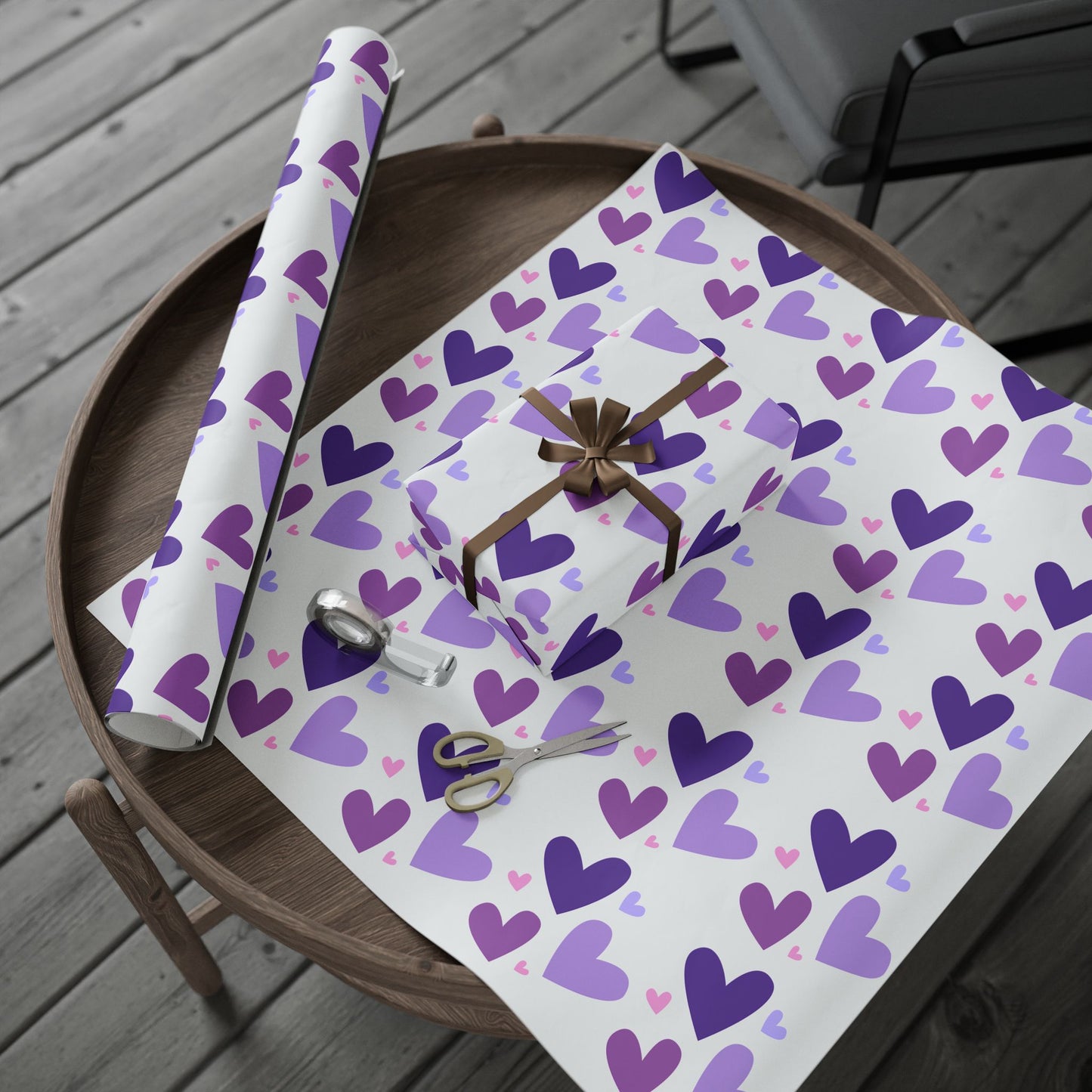 Purple & Pink Hearts Wrapping Paper – Cute Gift Wrap for Any Occasion