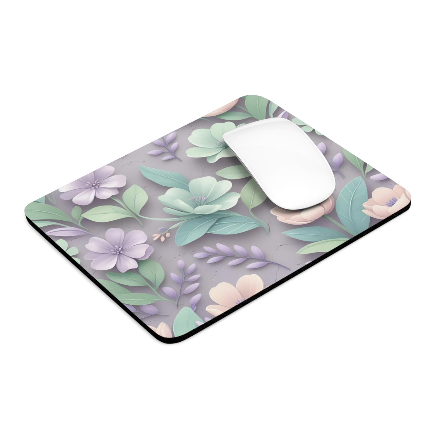 Pastel Floral Mouse Pad, Pastel Desk Accessory, Elegant Home Office Decor, Office Supplies, Non-Slip Computer Mat, Office Desk