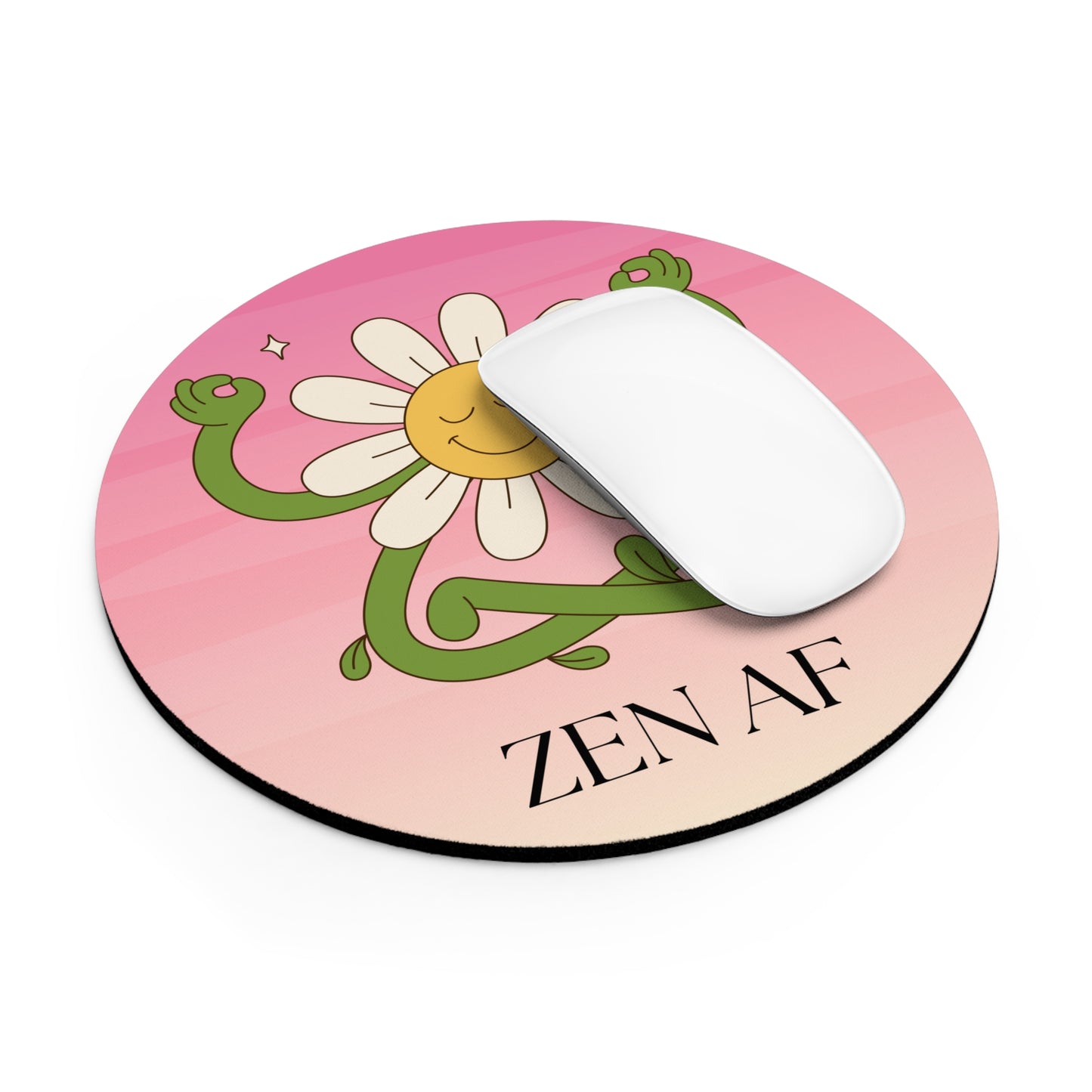 Zen AF Daisy Mouse Pad | Meditation Desk Accessory, Gift for Yoga Lovers,