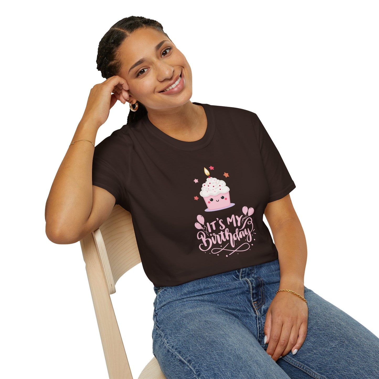 It's My Birthday Shirt for Women Pink Cupcake Graphic Tee, Cute Birthday Girl Outfit, Celebration T-Shirt, Party Gift Idea
