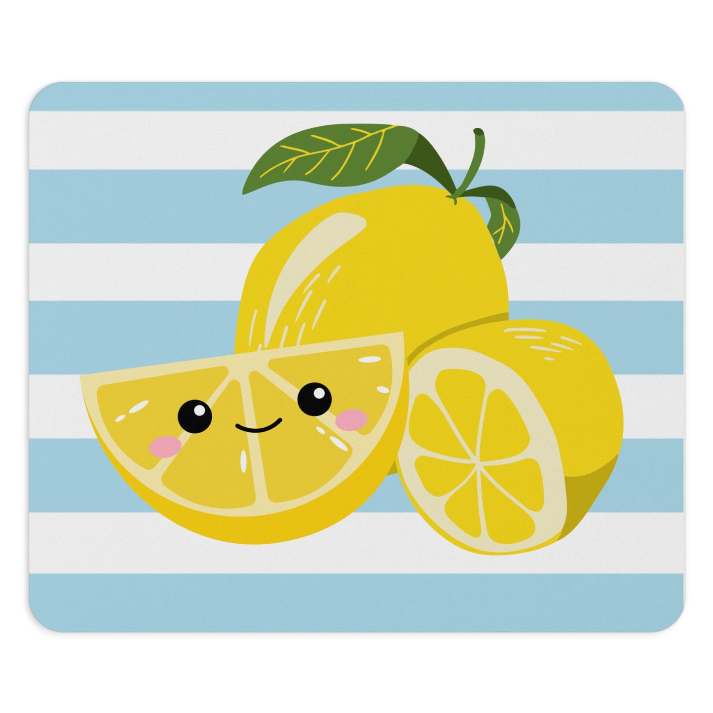 Striped Lemon Mouse Pad, Kawaii Desk Accessory, Office Gift, Fun Home Decor, Summer Vibes