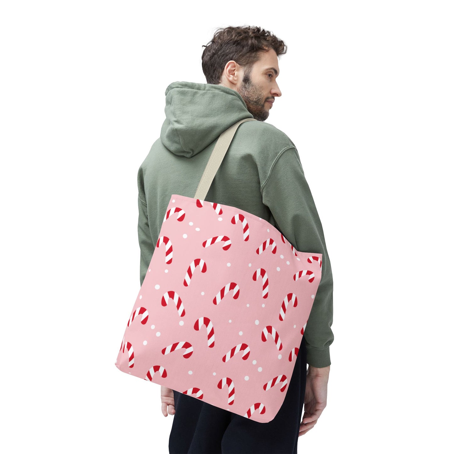 Candy Cane Christmas Tote Bag β Pink Holiday Reusable Shopper π