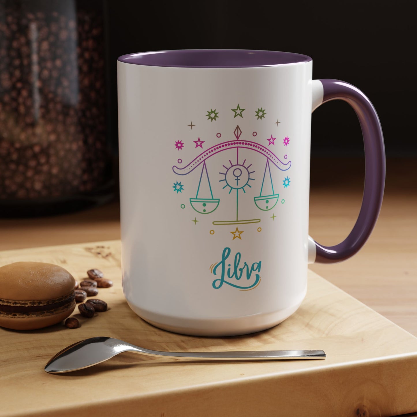 Libra Zodiac Accent Coffee Mug - Colorful Astrology Cup, Astrology Gift, Horoscope Mug, Personalized Coffee Cup, Birthday Gift