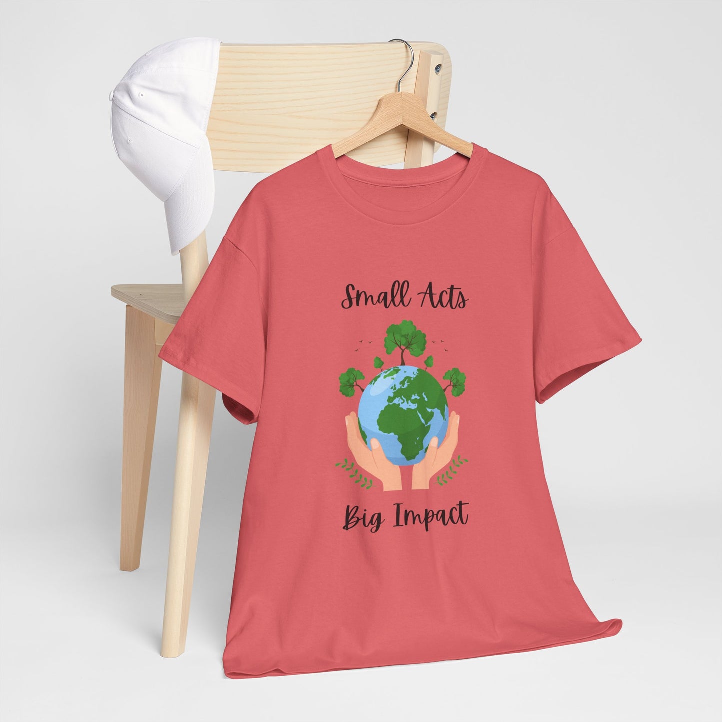 Eco-Friendly Unisex Heavy Cotton Tee, Small Acts Big Impact Shirt, Sustainable Fashion, Gift for Earth Lovers, Everyday Casual Wear