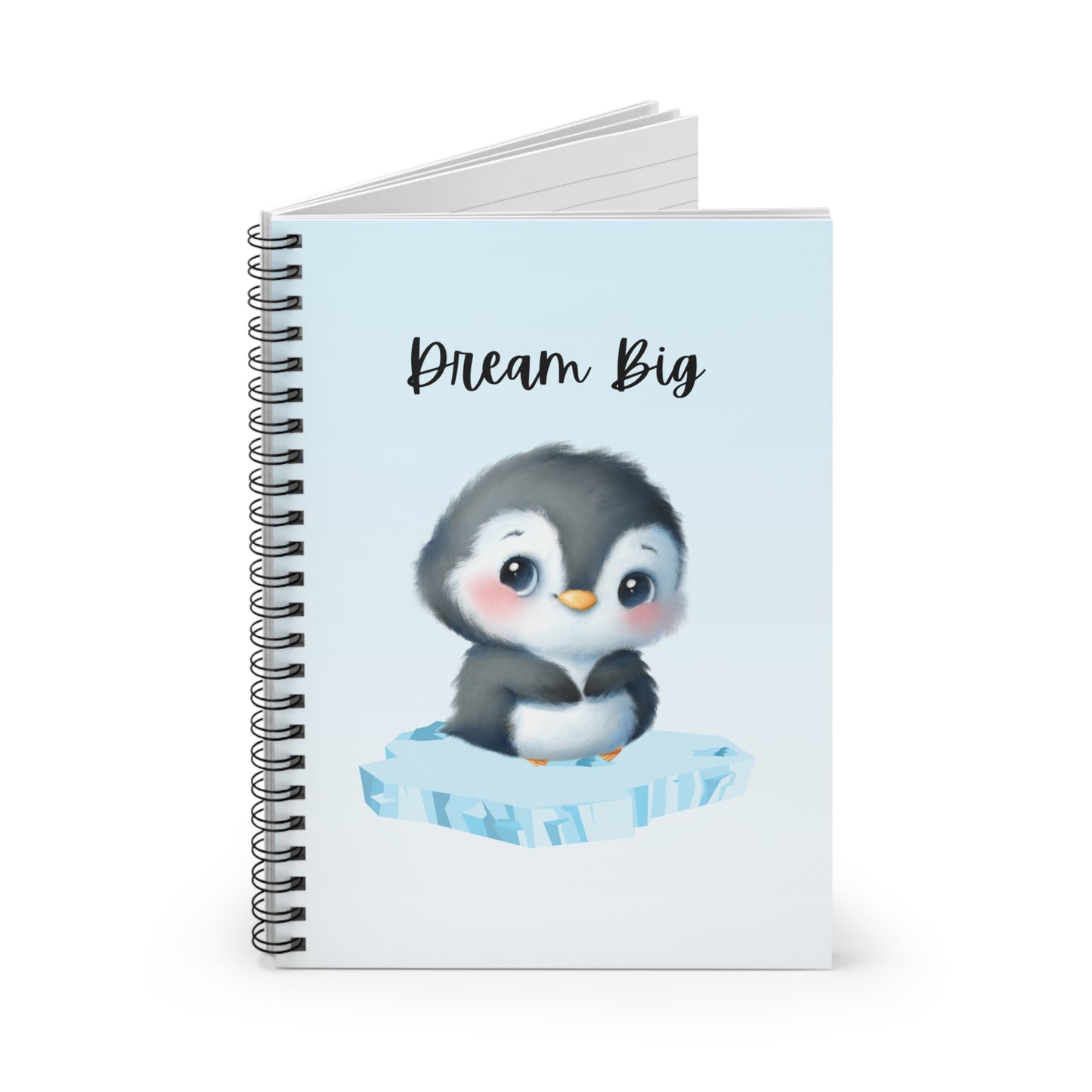 Dream Big Penguin Spiral Notebook - Cute Gift for Kids, School Supplies, Journaling, Back to School, Motivational Stationery