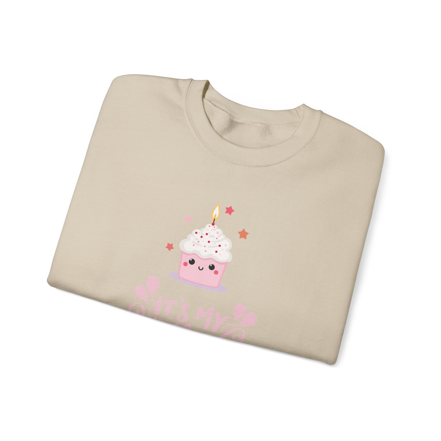 It's My Birthday Sweatshirt for Women, Pink Cupcake Graphic Tee, Cute Birthday Girl Outfit, Celebration T-Shirt, Party Gift Idea