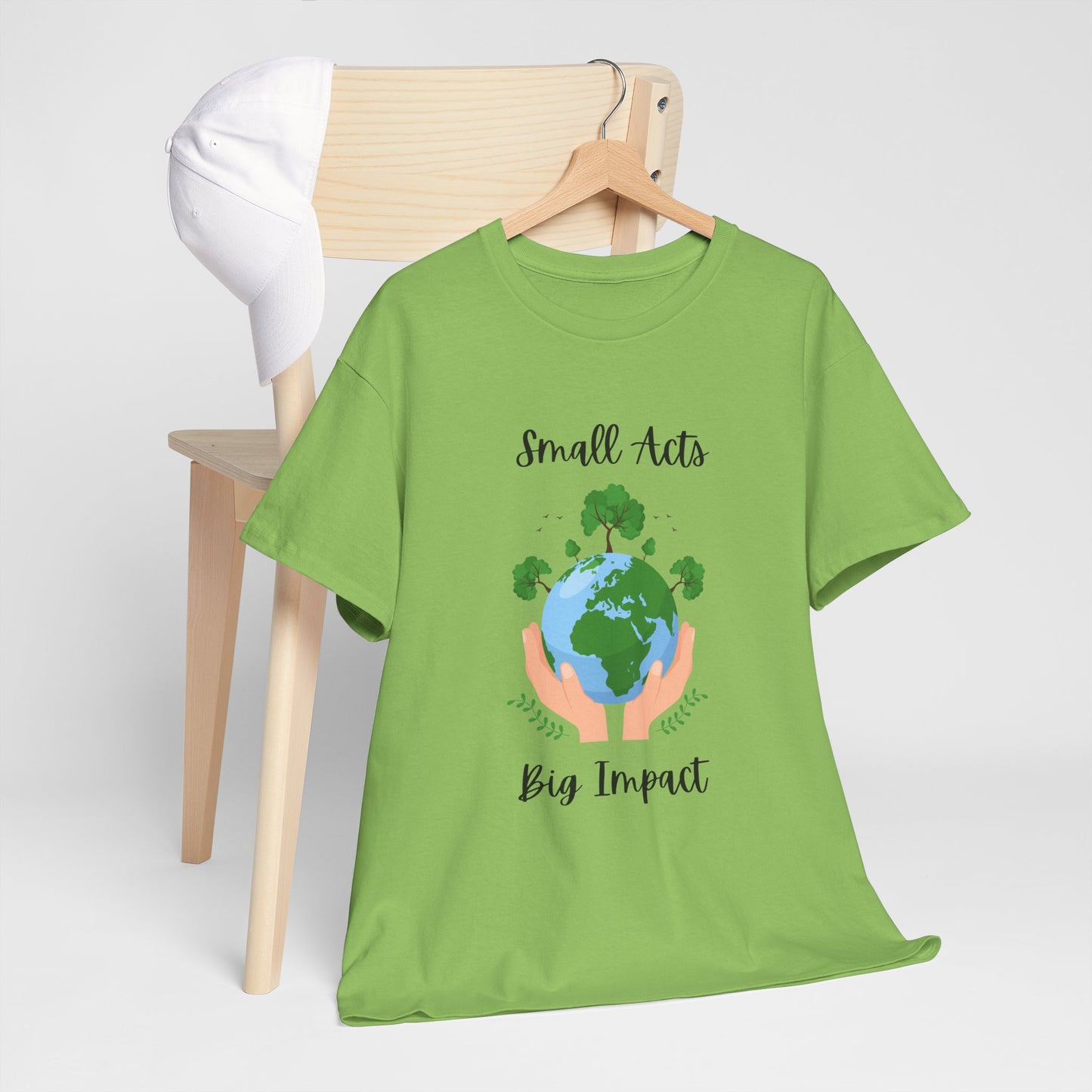 Eco-Friendly Unisex Heavy Cotton Tee, Small Acts Big Impact Shirt, Sustainable Fashion, Gift for Earth Lovers, Everyday Casual Wear