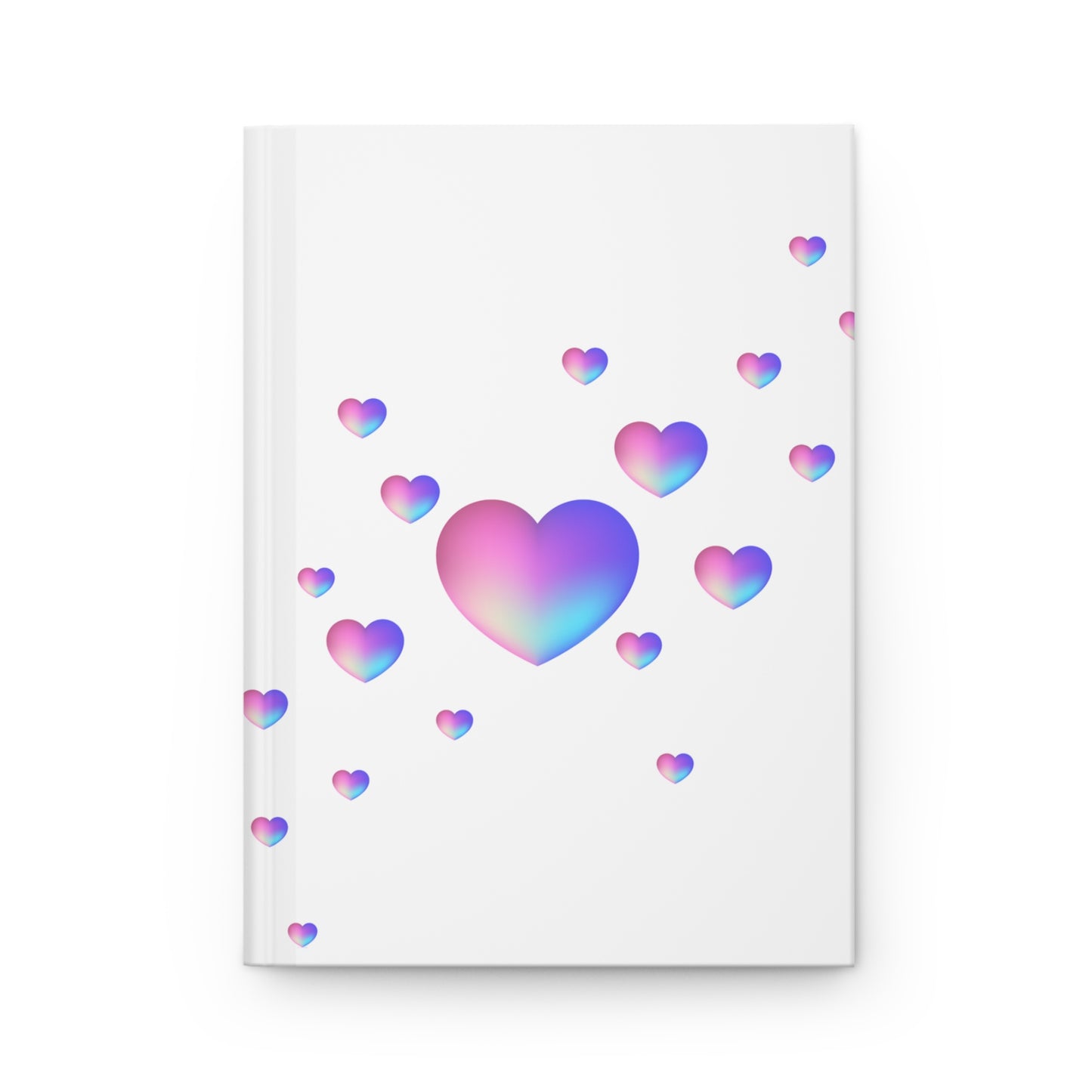 Colorful Heart Hardcover Journal, 150 Lined Pages, Cute Notebook for Writing and Notes, Aesthetic Stationery for Her