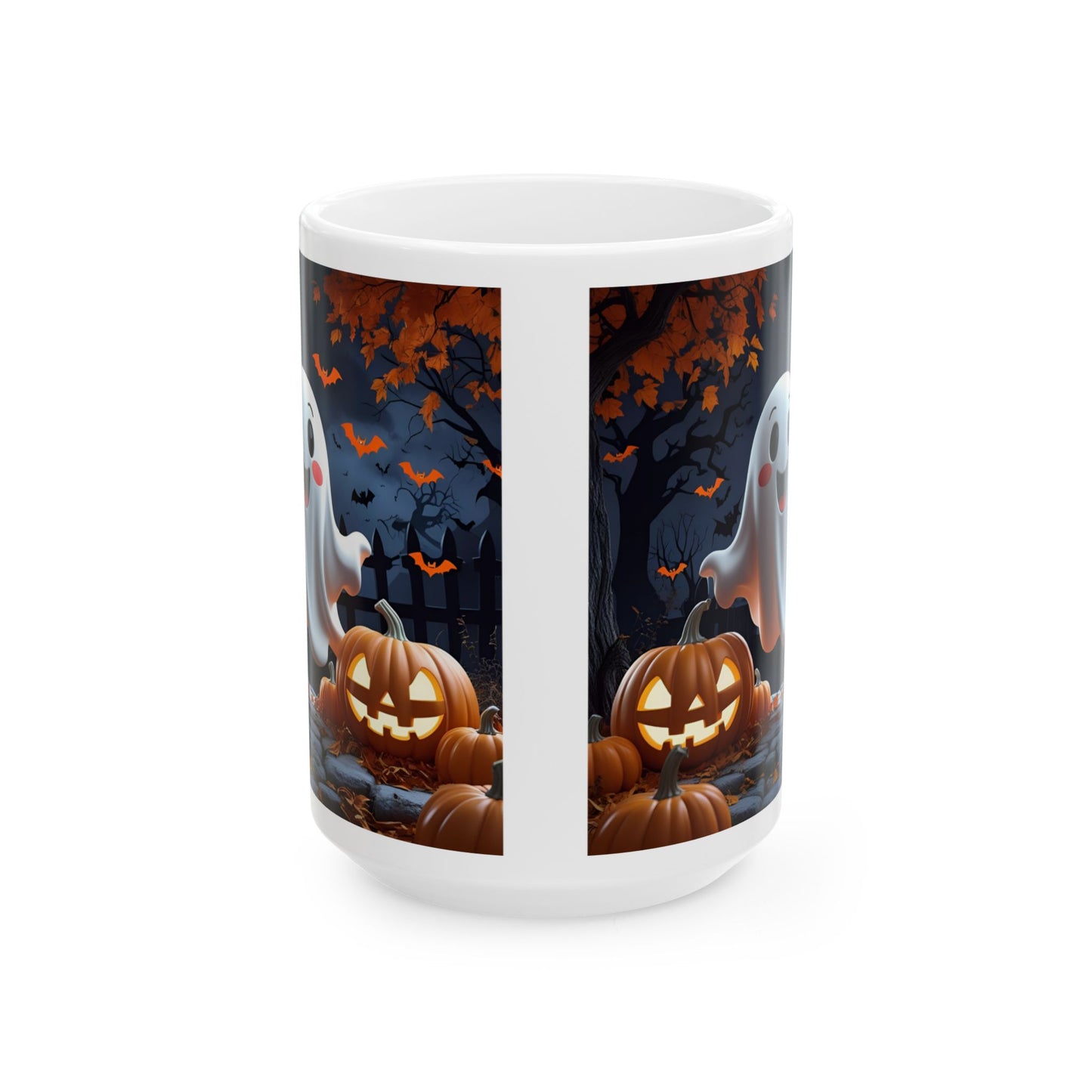 Ghostly Ceramic Mug, Halloween Spooky Pumpkins Gift, Cute Cartoon Cup, Tea Coffee Drinkware, Haunted Seasonal Decor, Scary Kitchen