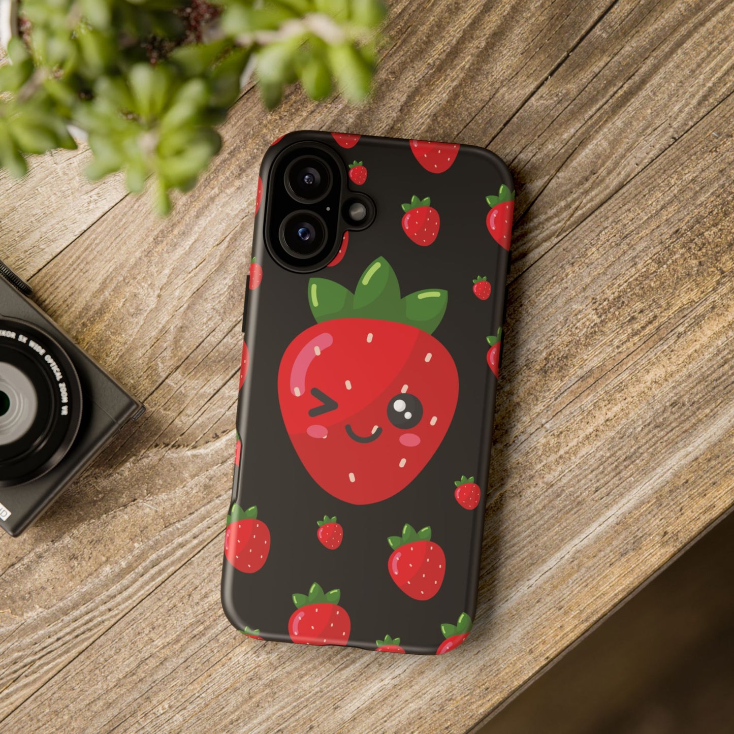 Cute Strawberry Phone Case, Kawaii Phone Cover, Tough Phone Cases, Gift for Teens, Summer Accessories, Cute Fruit Design
