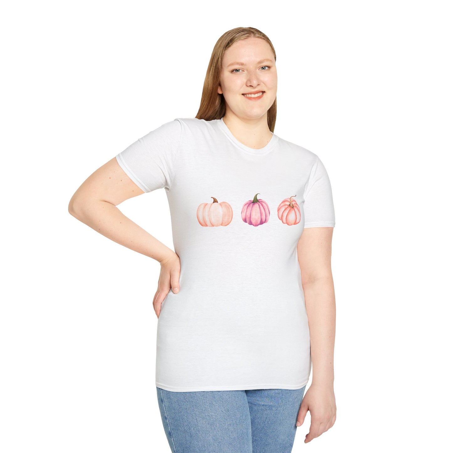 Pastel Pumpkin Softstyle T-Shirt, Fall Fashion, Halloween Tee, Cozy Autumn Shirt, Casual Wear, Cute Graphic Tee