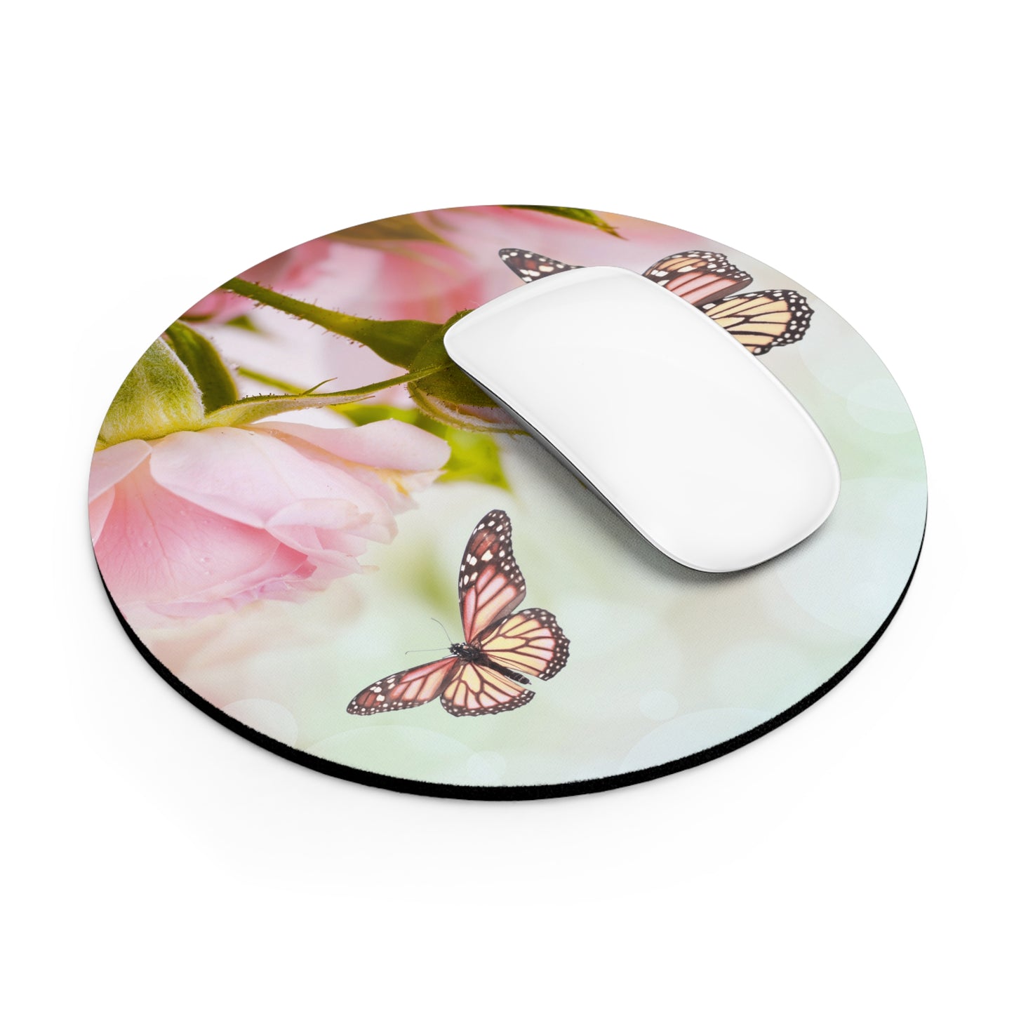 Butterfly Blossom Mouse Pad, Floral Desk Accessory, Computer Mat, Gift for Nature Lovers, Elegant Office Decor