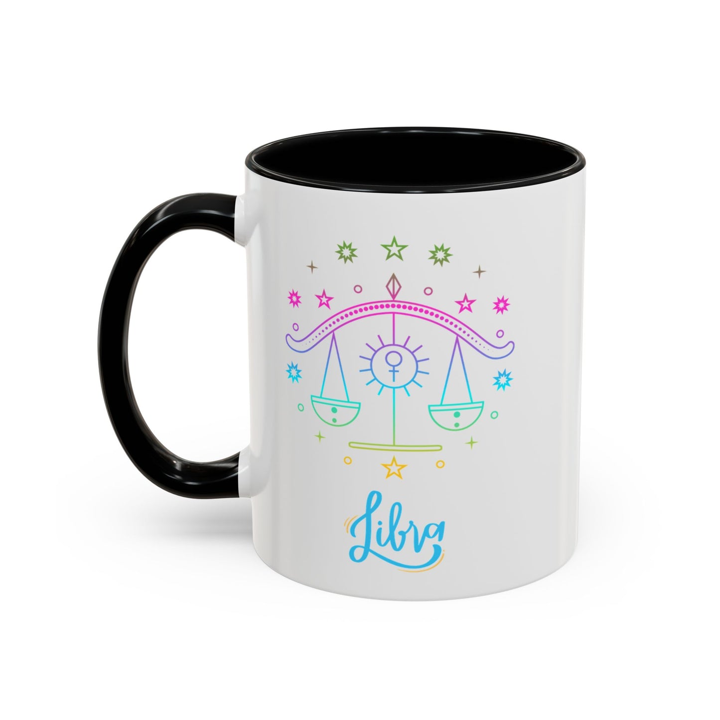 Libra Zodiac Accent Coffee Mug - Colorful Astrology Cup, Astrology Gift, Horoscope Mug, Personalized Coffee Cup, Birthday Gift