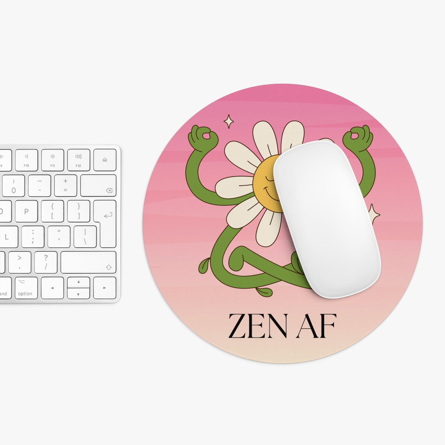 Zen AF Daisy Mouse Pad | Meditation Desk Accessory, Gift for Yoga Lovers,