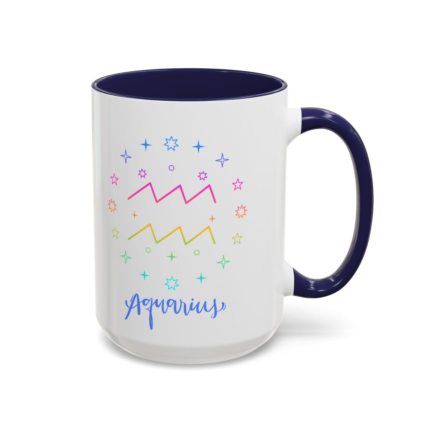 Aquarius Accent Coffee Mug - Colorful Zodiac Mug, Astrology Gift, Horoscope Coffee Cup, Birthday Present, Personalized Mug