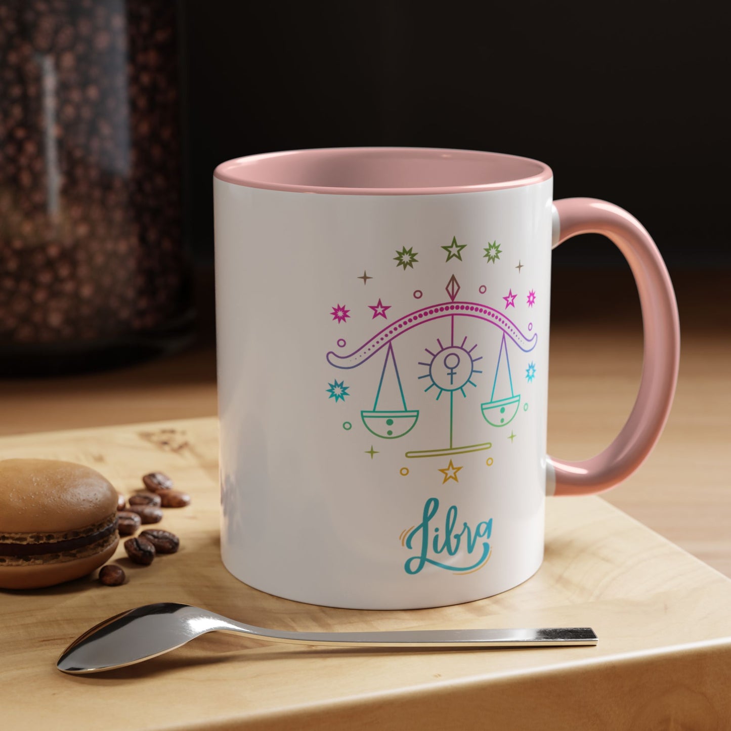 Libra Zodiac Accent Coffee Mug - Colorful Astrology Cup, Astrology Gift, Horoscope Mug, Personalized Coffee Cup, Birthday Gift