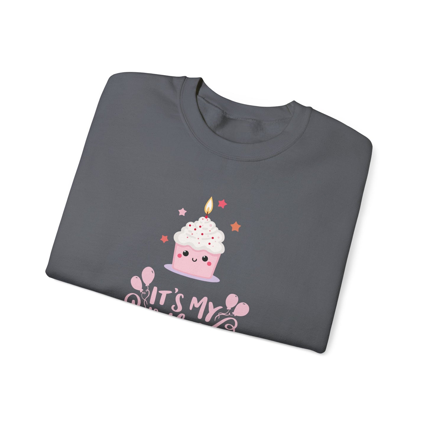 It's My Birthday Sweatshirt for Women, Pink Cupcake Graphic Tee, Cute Birthday Girl Outfit, Celebration T-Shirt, Party Gift Idea