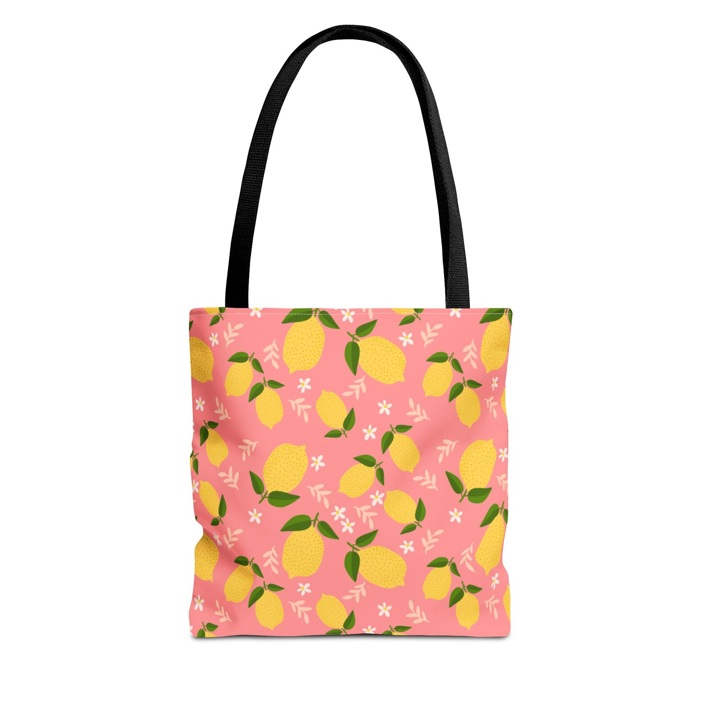 Pink Lemon Print AOP Tote Bag, Eco-Friendly Shopping Bag, Summer Style, Beach Tote, Gift for Her, Floral Shopping Bag
