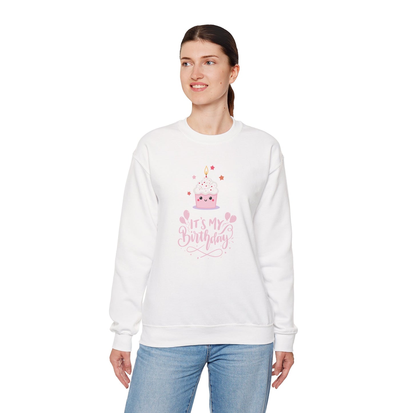 It's My Birthday Sweatshirt for Women, Pink Cupcake Graphic Tee, Cute Birthday Girl Outfit, Celebration T-Shirt, Party Gift Idea