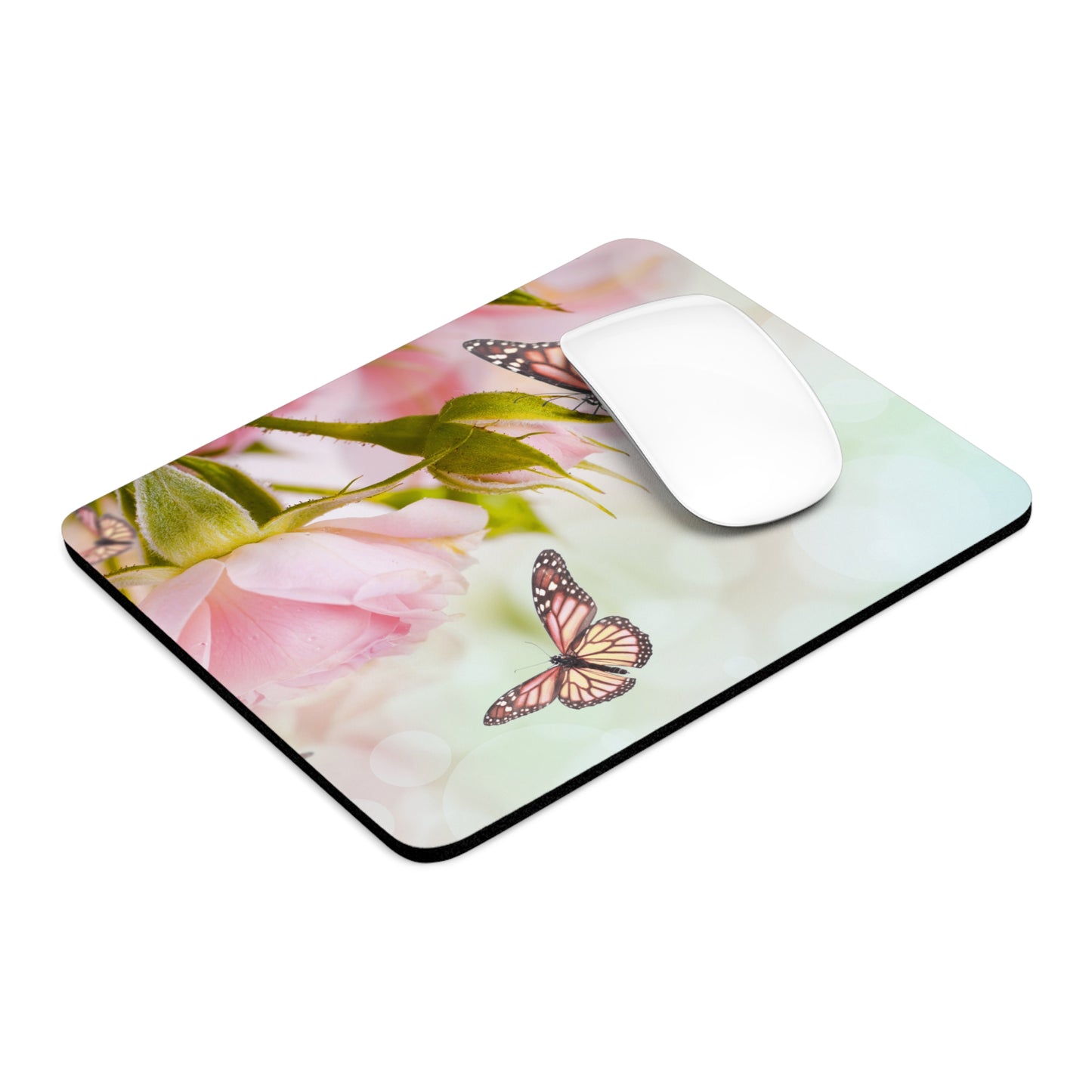 Butterfly Blossom Mouse Pad, Floral Desk Accessory, Computer Mat, Gift for Nature Lovers, Elegant Office Decor