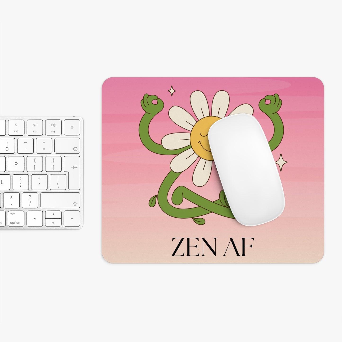 Zen AF Daisy Mouse Pad | Meditation Desk Accessory, Gift for Yoga Lovers,