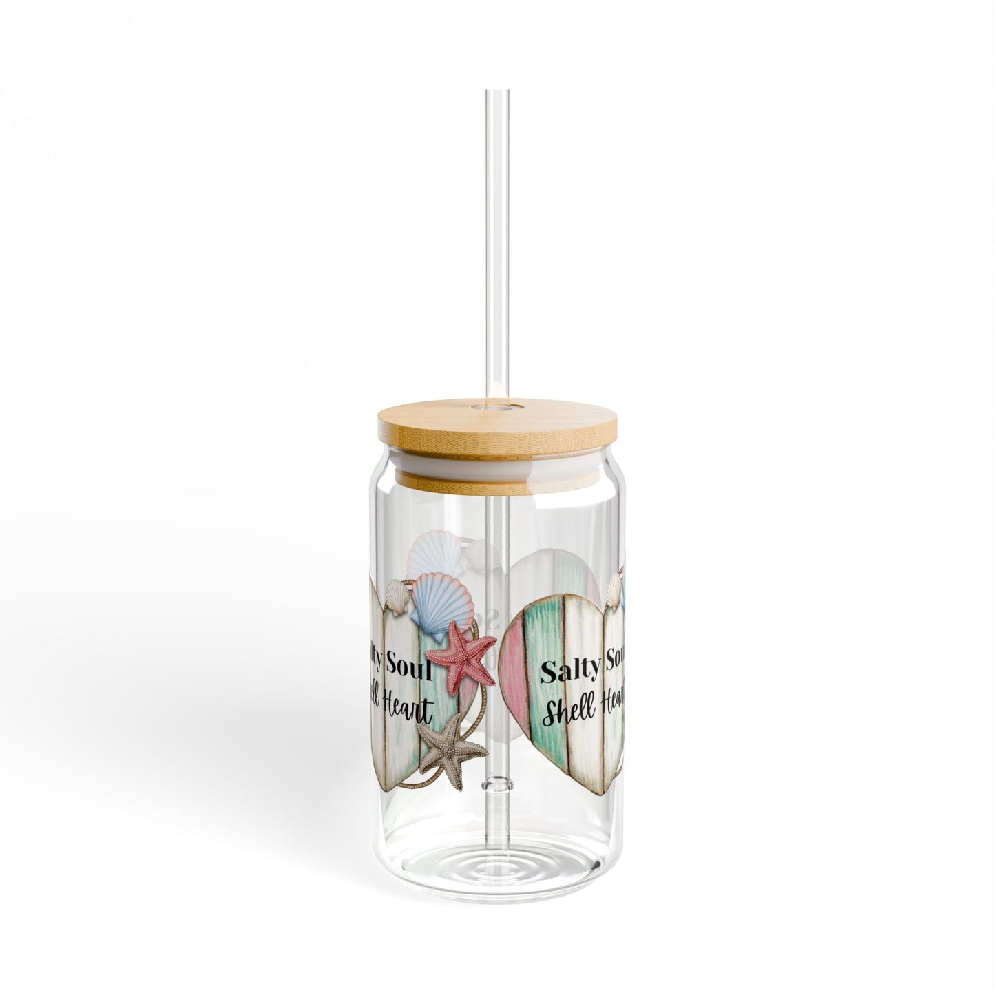 Salty Soul Sipper Glass with Straw, 16oz Beachy Drinkware, Summer Home Decor, Coastal Vibes, Gift for Ocean Lovers