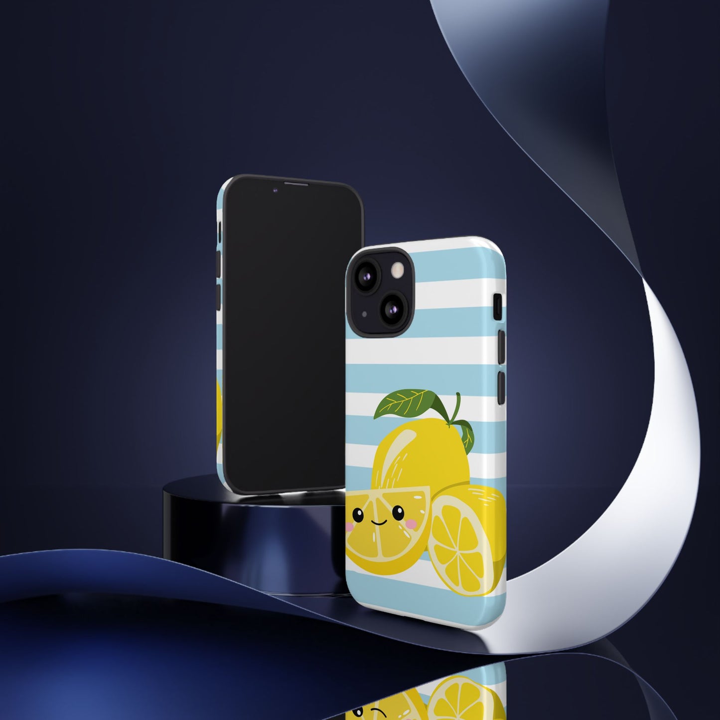 Striped Lemon Phone Case - Tough Cases, Fruit Design, Fun iPhone Cover, Summer Accessories, Bright Phone Protection