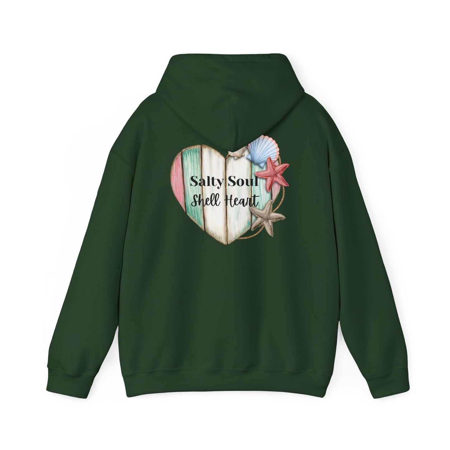 Salty Soul Shell Heart Hoodie, Beach Lover Coastal Sweatshirt for Ocean Vibes, Summer Vibes Gift