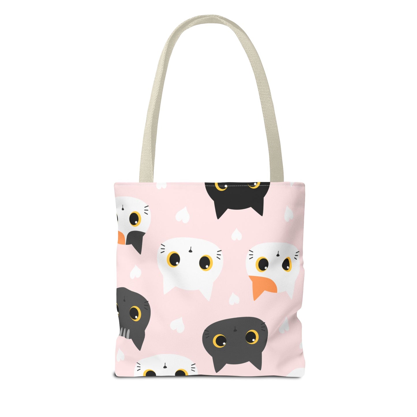 Cute Cat Face Tote Bag, Pink Cat Lover Gift, Pet Owner Shopping Bag, Animal Print Tote for School, Work, Travel Everyday Use