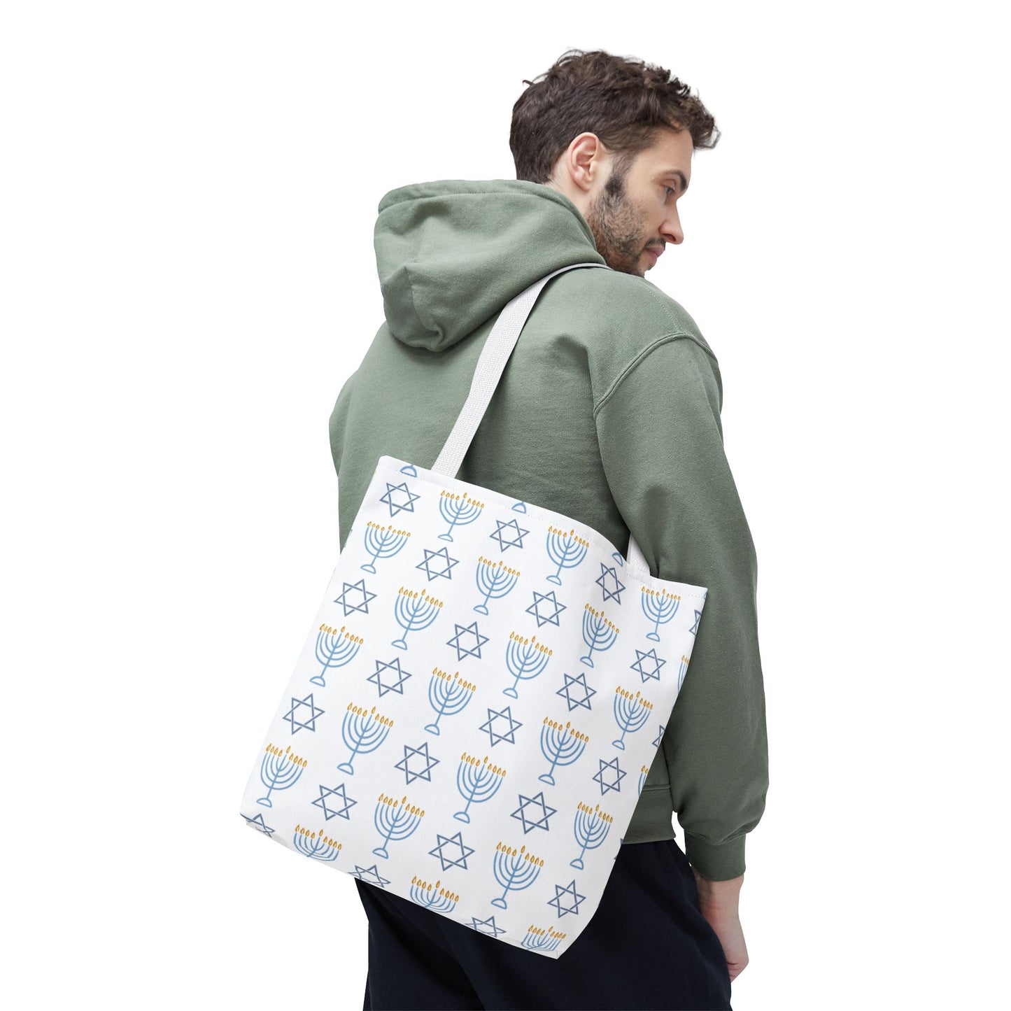 Hanukkah Celebration Tote Bag – Menorah & Star of David Design