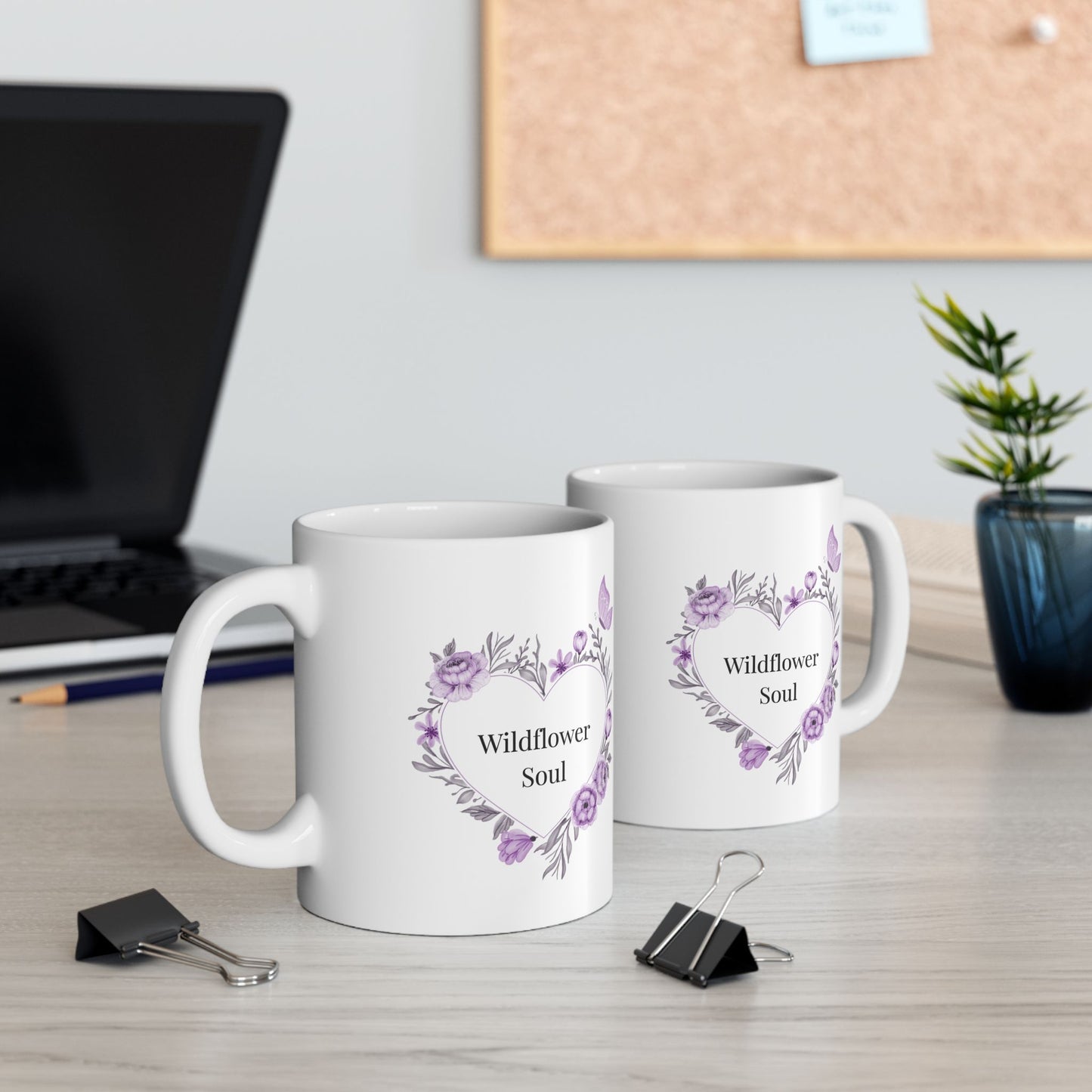 Wildflower Soul Floral Ceramic Mug Perfect for Friends, Gifts, Coffee Lovers, Home Decor, Birthdays, Lavender Vibes