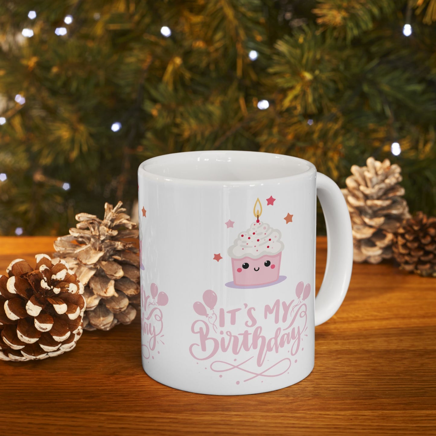 Cute Pink Birthday Mug with Cupcake Design, Perfect Gift for Birthdays, Celebrations, and Parties, Ceramic Coffee Mug