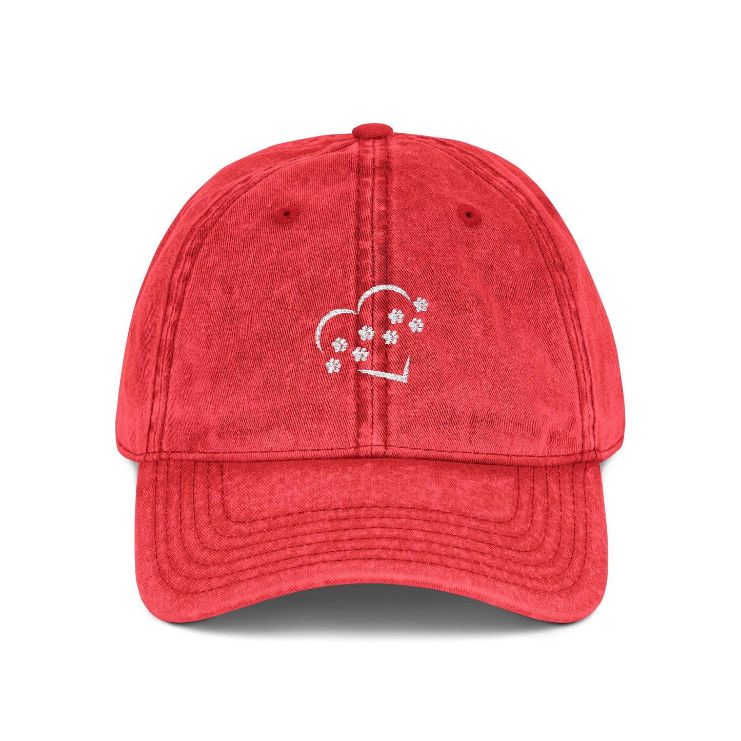 Paw Print Heart Vintage Embroidered Cap, Pet Lovers, Gift for Pet Parents, Animal Lovers