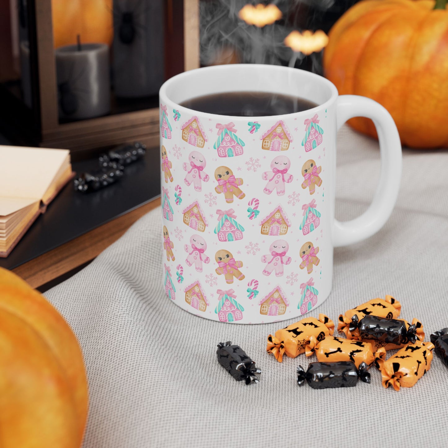 Gingerbread Ceramic Mug, Cute Holiday Drinkware, Perfect for Christmas Gifts, Cozy Winter Vibes, Seasonal Kitchen Decor