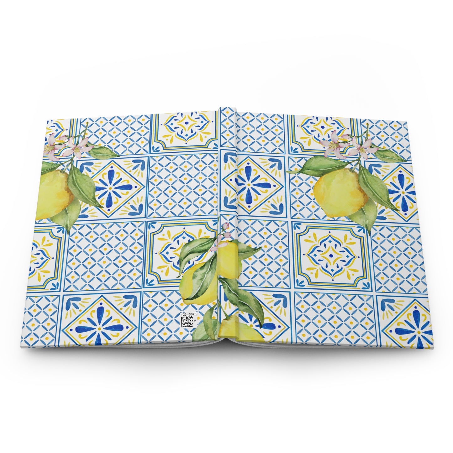Vintage Lemon Hardcover Journal, 150 Lined Pages, Yellow and Blue Citrus Notebook, Aesthetic Gift for Writers, Planner, Goal Setting