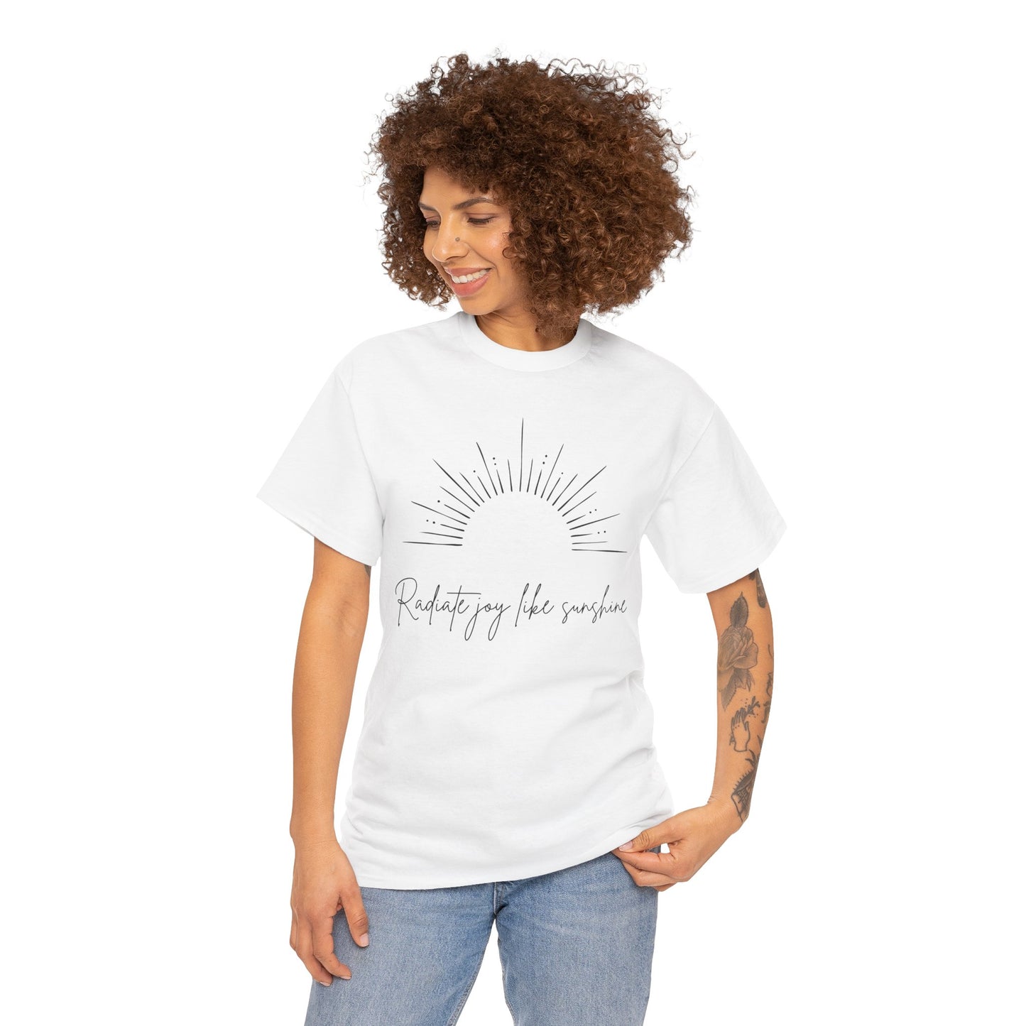Radiate Joy Unisex Heavy Cotton Tee - Positive Vibes Shirt, Casual Wear, Gift for Friends, Inspirational Tee, Everyday Comfort