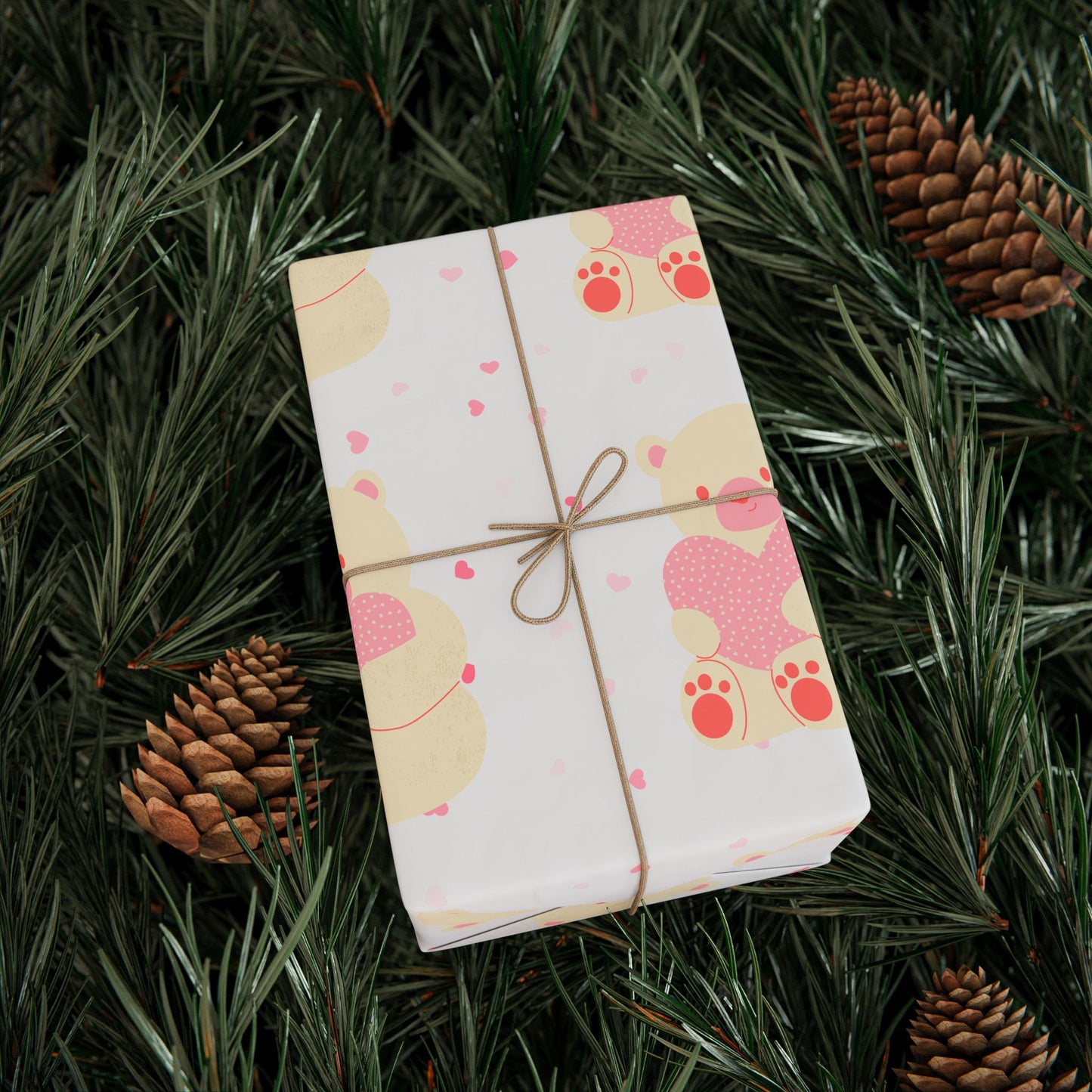 Teddy Bear Heart Wrapping Paper | Cute Valentine’s Gift Wrap