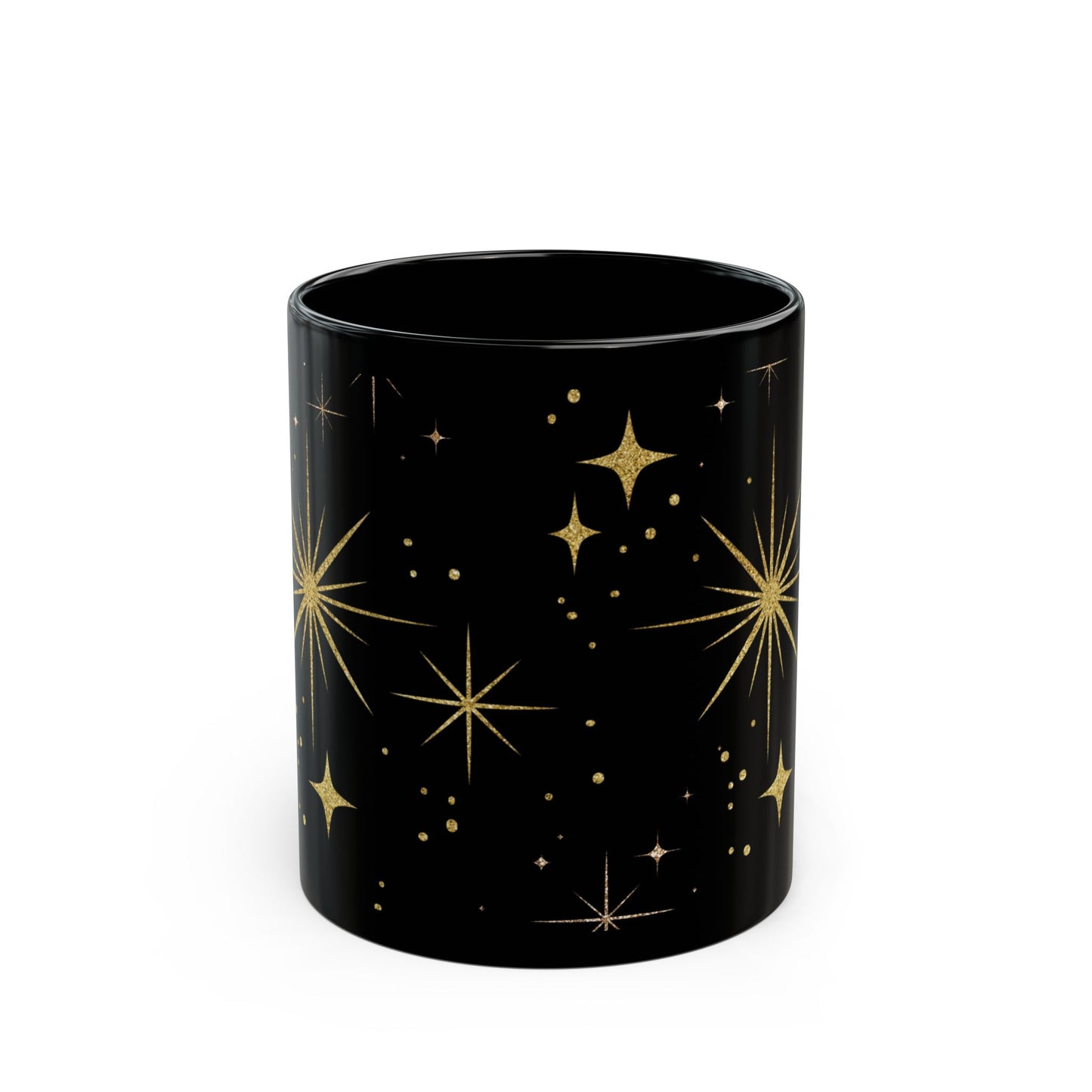 Celestial Black Coffee Mug, Starry Night Sky Print, Cosmic Black Mug for Tea & Coffee Lovers, Gift for Stargazers and Dreamers